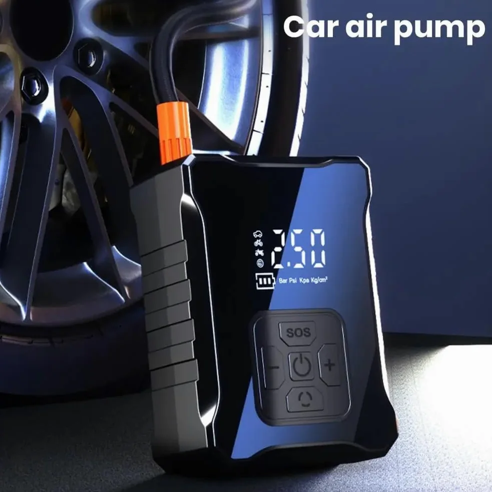 Inflador Ruedas Coche Inflador de neumáticos, compresor de aire portátil con bomba de aire eléctrica recargable Digital, manómetro de presión de neumáticos Compresores de aire portátiles(Blue)