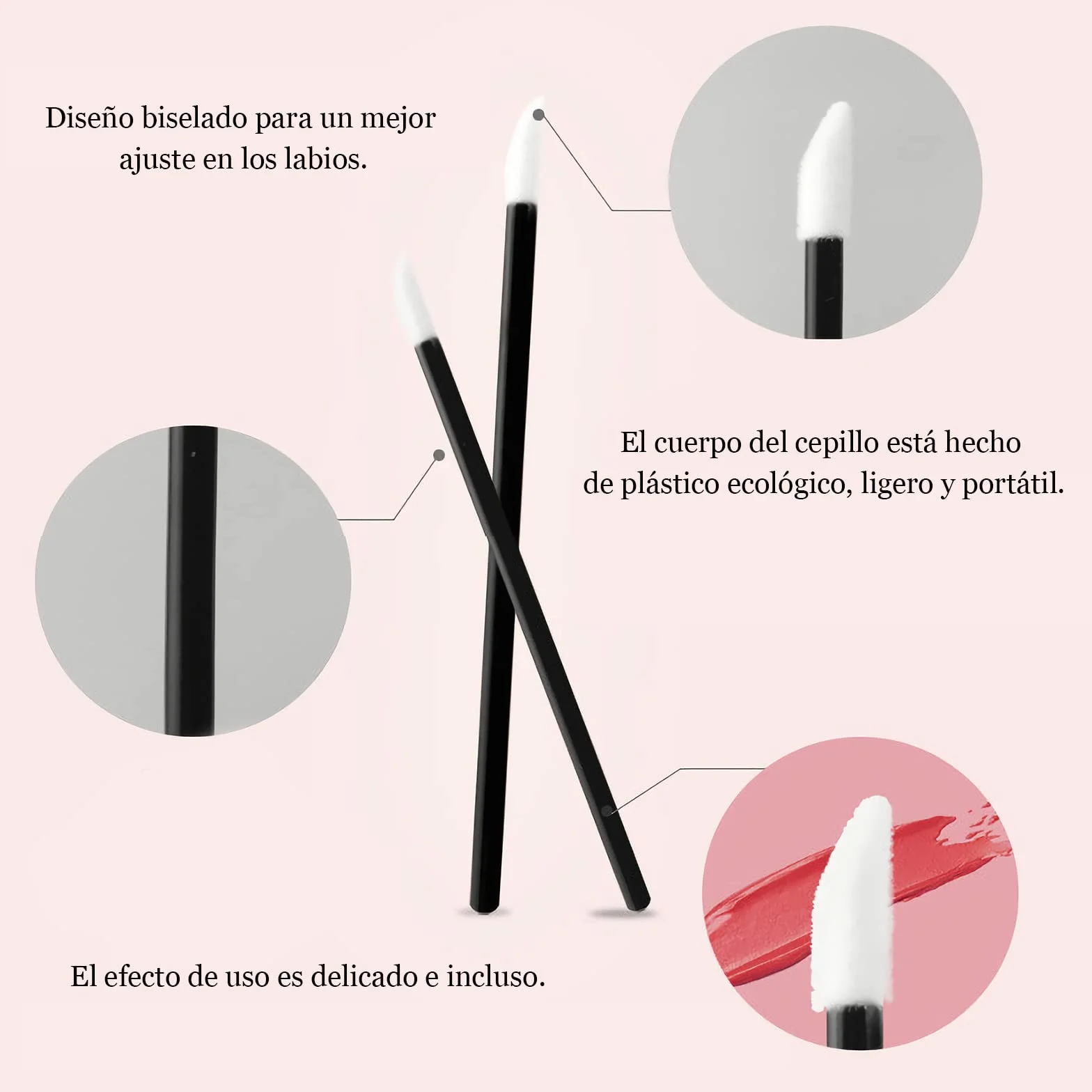 VEGCOO 150pcs Pinceles de Labios Desechables Cepillos Aplicadores de Maquillaje