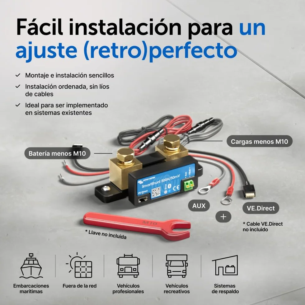 Victron Energy SmartShunt Monitor de Batería de 500 amperios (Bluetooth)