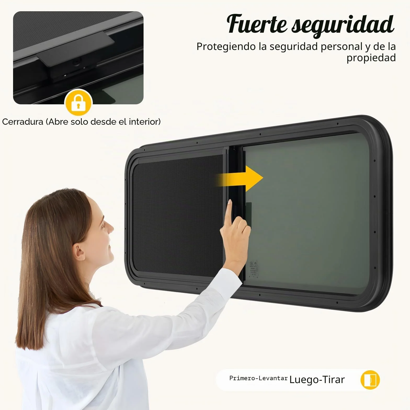 Ventana Lateral de Caravana, Corredera con Protección contra Insectos, Repuesto para Autocaravanas, Remolques, Camionetas u Otros Vehículos (1000 x 400 mm)