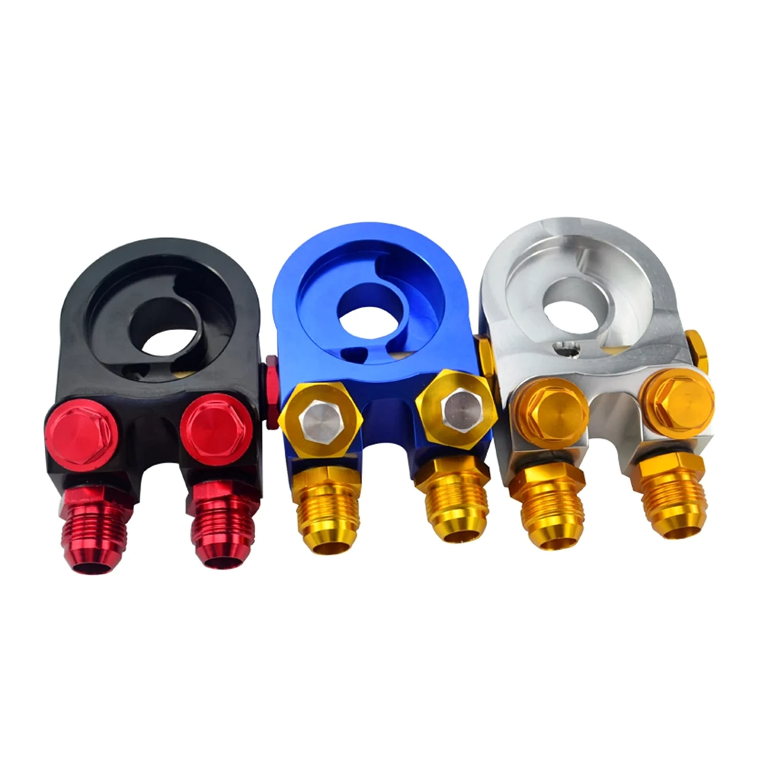 QINQIN Suministro y procesamiento de Combustible. Ajuste for Aluminio 10 Adaptador de Placa de sándwich del refrigerador del Filtro de Aceite Turbo con Termostato y Ajuste 3/4-16 UNF, M20 * 1.5
