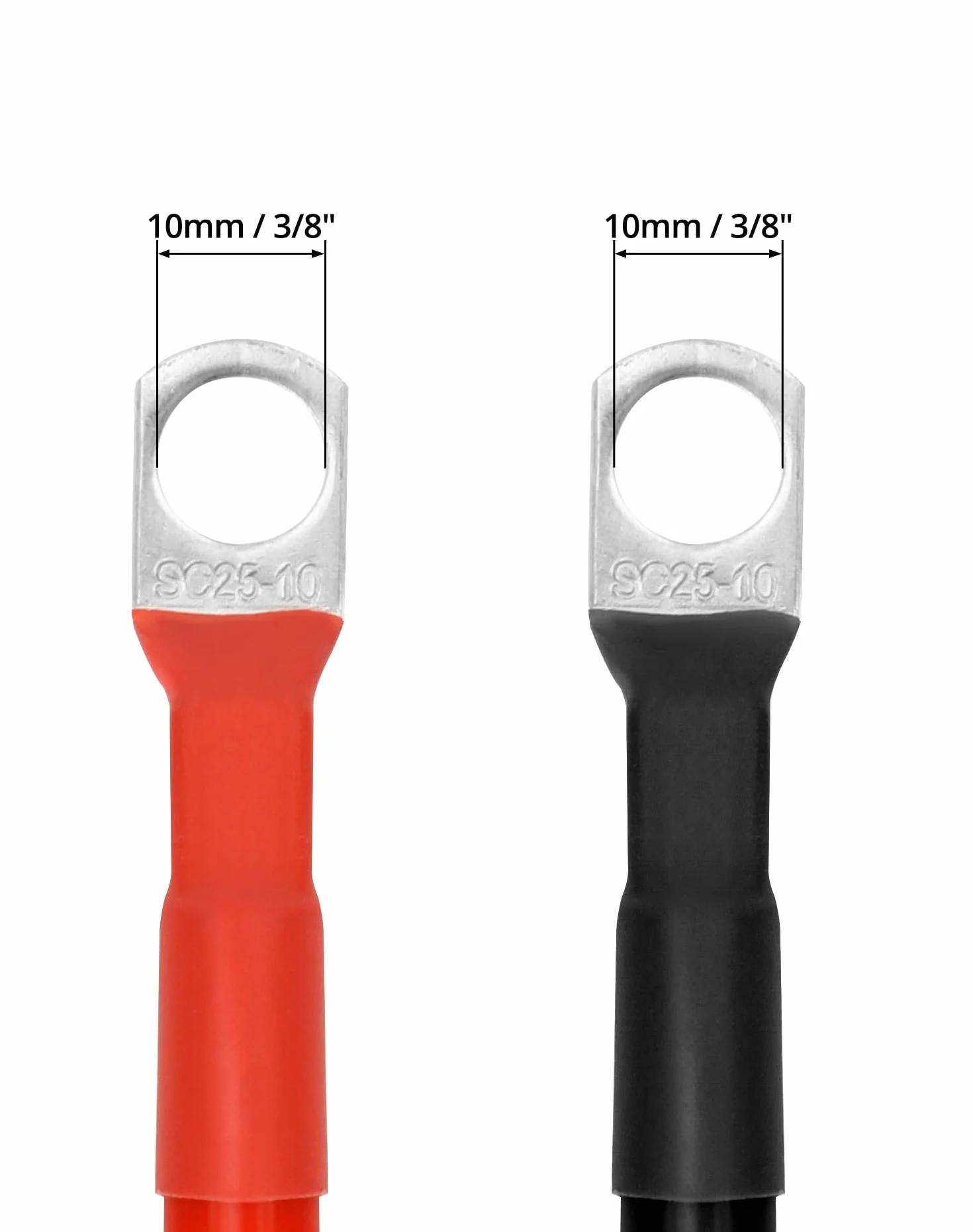 QWORK® 2 Piezas 100 cm Cable de Arranque Batería 25mm² 3AWG con Terminales Anillo M10 para Automóviles, Camiones, Motos, RV, Marino y Solar