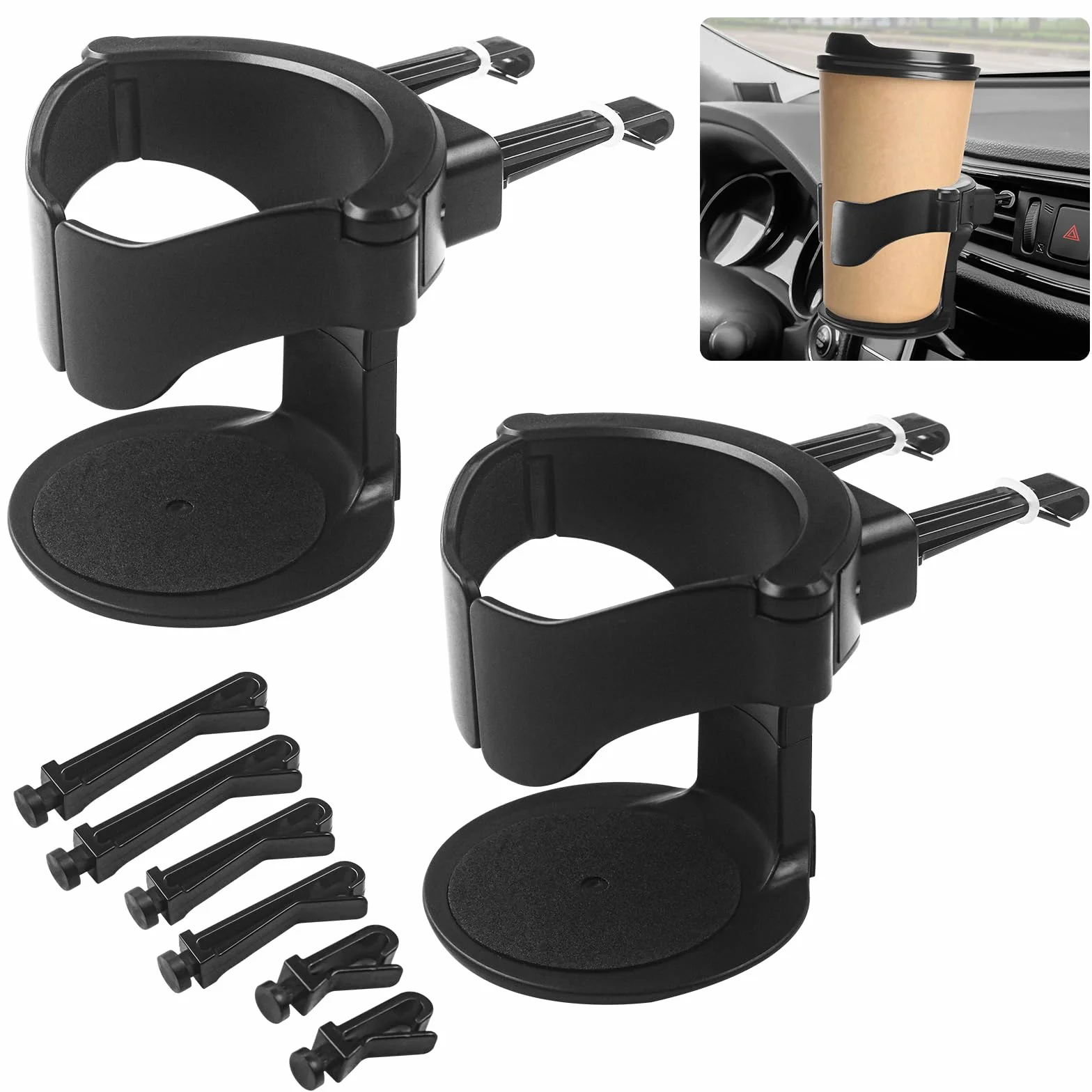 2 Pcs Portavasos Coche, Portavasos Coche Ajustable Universal, Multifuncional Portavasos para Automóvil, Soporte para Tazas En El Coche,para Botella,Latas De Bebidas,Tazas Termo, Cenicero