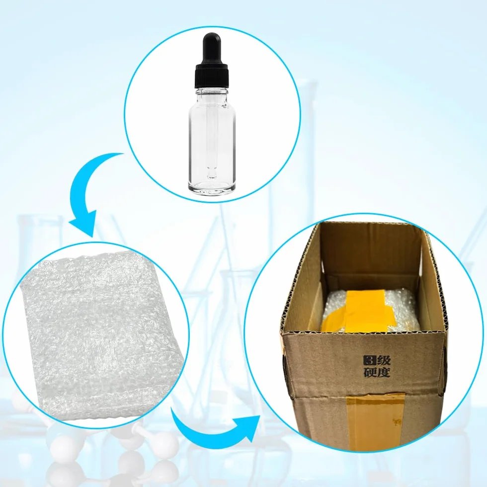 Botella cuentagotas vacía de ámbar para aceite esencial, vidrio, 5-50 ml, recargable