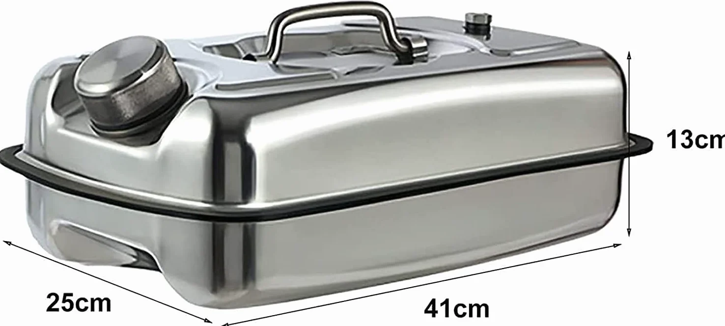 Bidón de gasolina de Metálico Recipientes gasoli Portátil 5L, 10L Tanque de combustible for automóvil de motocicleta Jerry Can Spare 304 Contenedor de gas de gasolina de acero inoxidable Combustible a