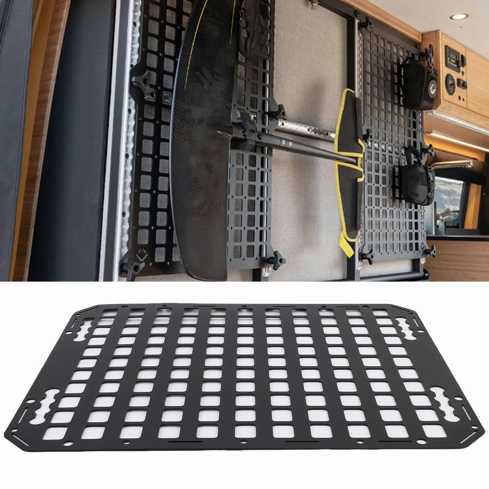 Panel Molle de Camión Panel de Carga Organizador de Estanterías de Aluminio de Servicio Pesado con Múltiples Agujeros para Las Pistas L Se Adapta a SUVS Pickup Camionetas