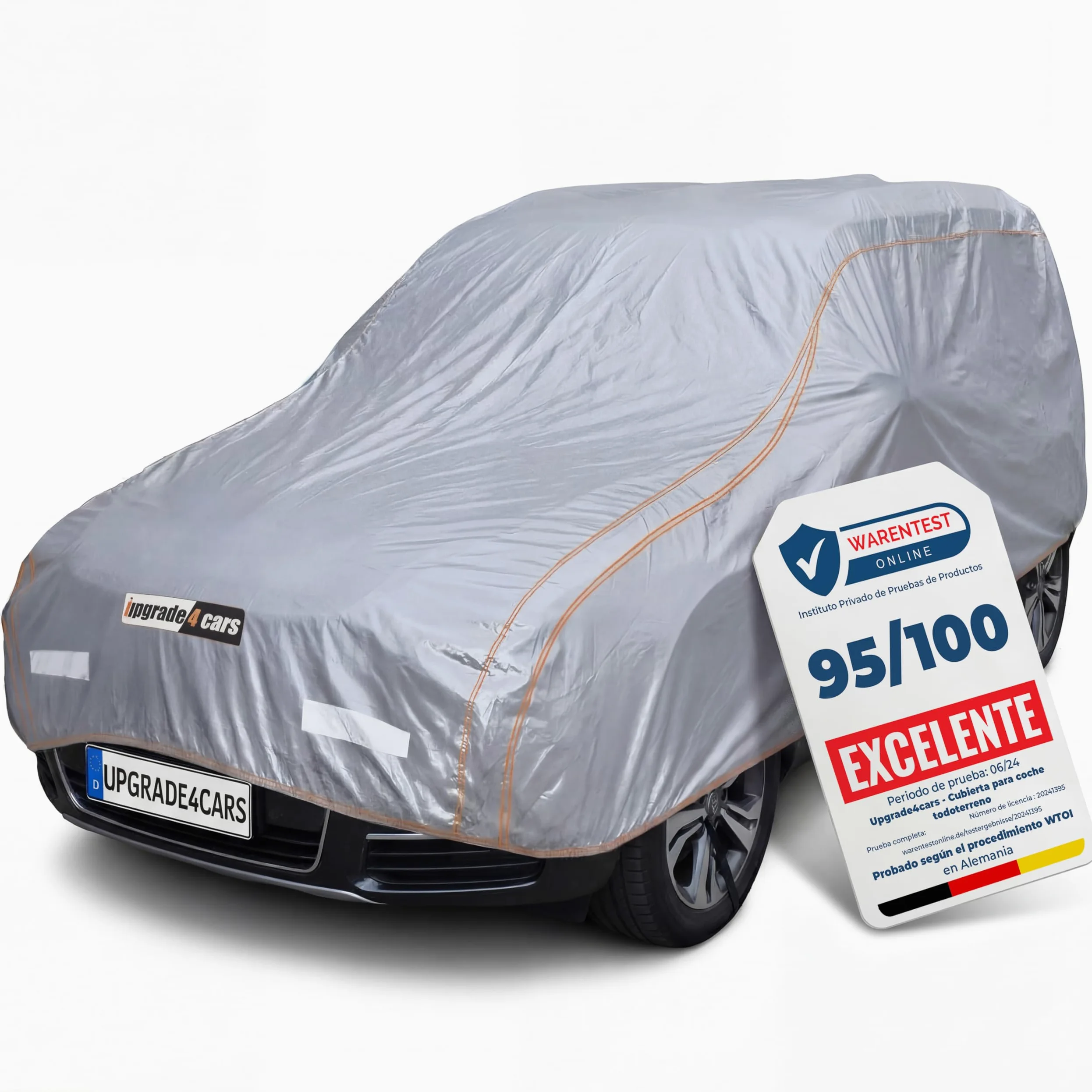 Upgrade4cars Funda Coche Exterior Versión 2026 Impermeable | Funda Completa para Todo el Año | Lona Universal para SUV - M (455 × 190 × 150 cm)