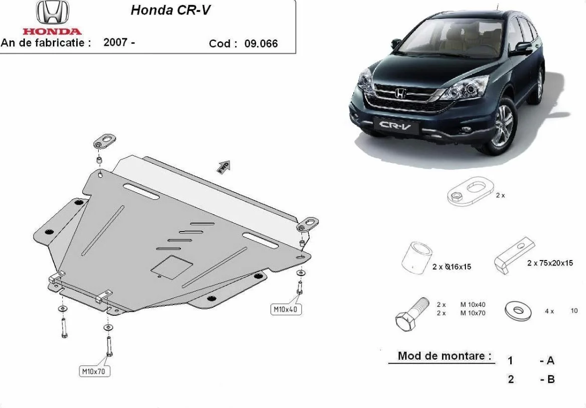 Protección metálica bajo motor compatible con Honda CR-V - (2007-2016)