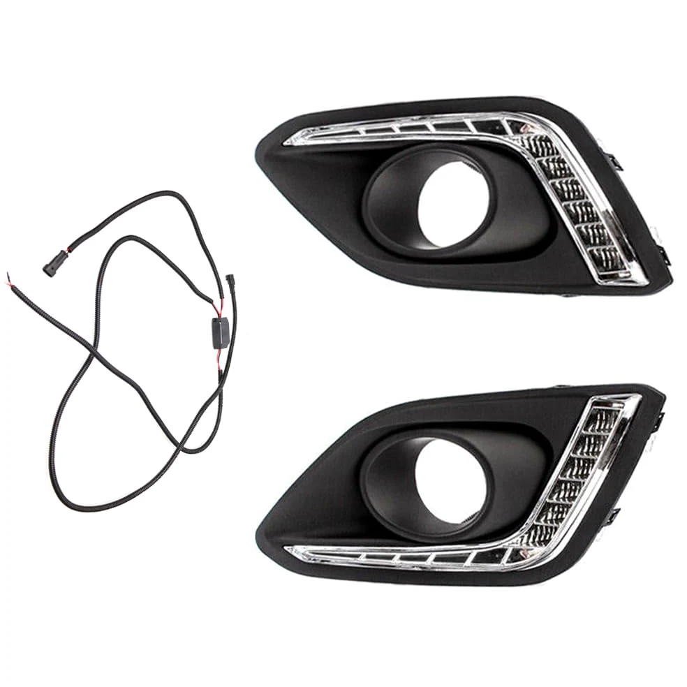 MACHSWON Parachoques delantero LED blanco luz de conducción diurna DRL luz de conducción con cubierta de agujero de lámpara antiniebla, tira de luces diurnas DRL para coche, impermeable, 12 V,
