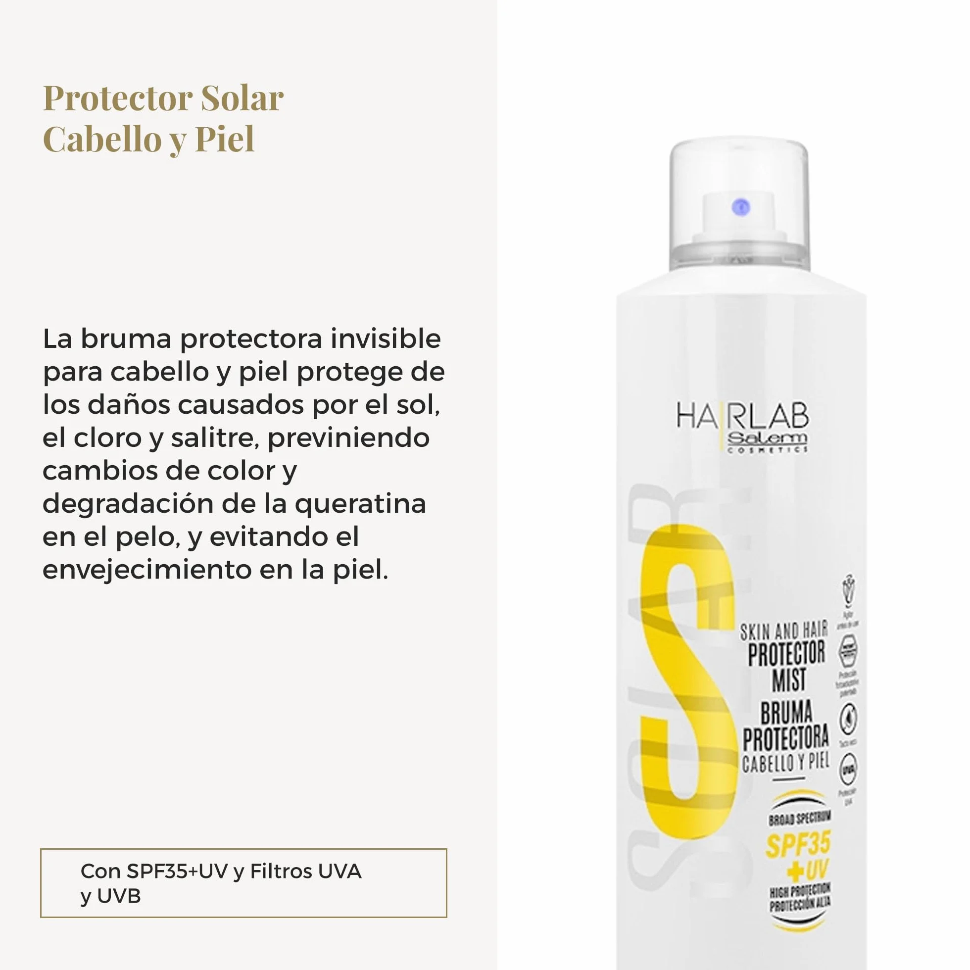 SALERM Hair Lab Solar Bruma Protectora SPF35+ UV 200 ml Antiencrespamiento Vegano