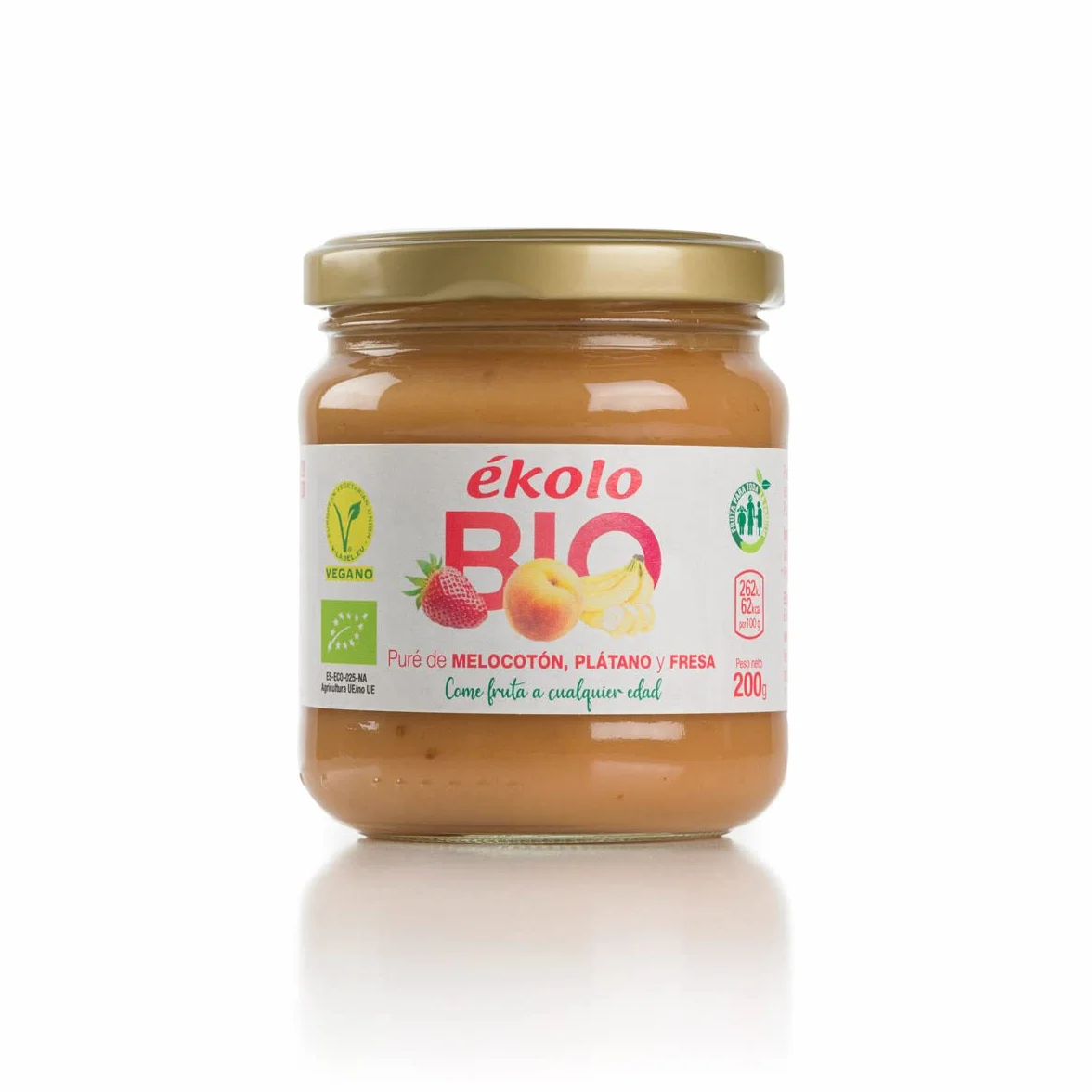 Ekolo Puré De Fruta Melocotón - Platano, Fresa, Bio 1350 ml