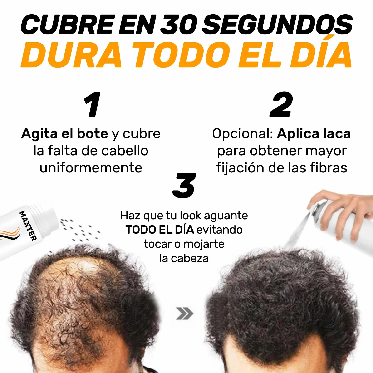Maxter Microfibras Capilares Castaño Medio 100% Natural para Disimular Calvicie y Alopecia - Fibra Capilar Hombre y Mujer