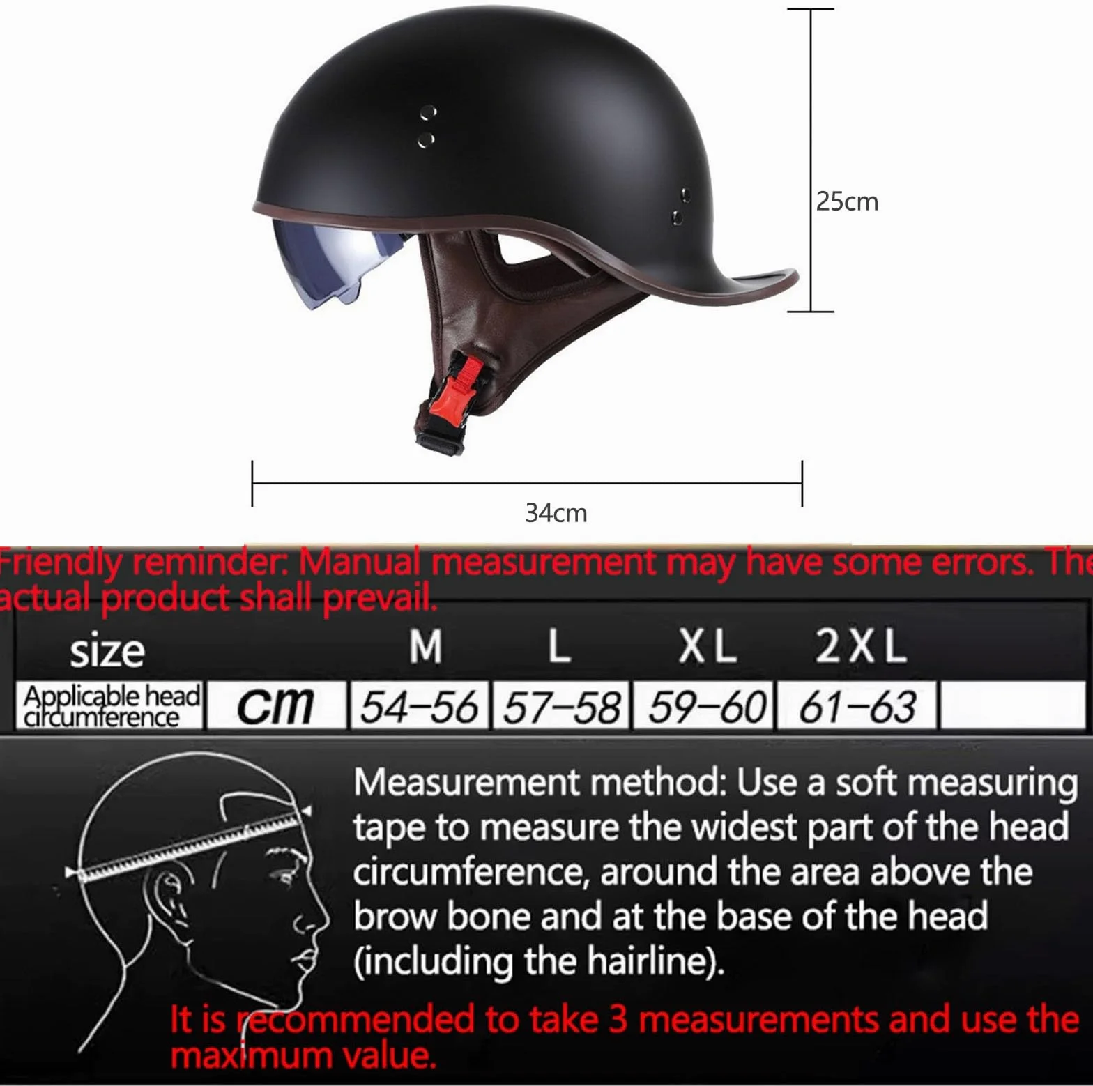 Casco de Motocicleta Hombre, Casco Retro de Media Calza Certificado Dot,Unisex Casco de Gorra de béisbol Cómodo y Ligero Casco de Scooter Forro extraíble Casco de Media calota