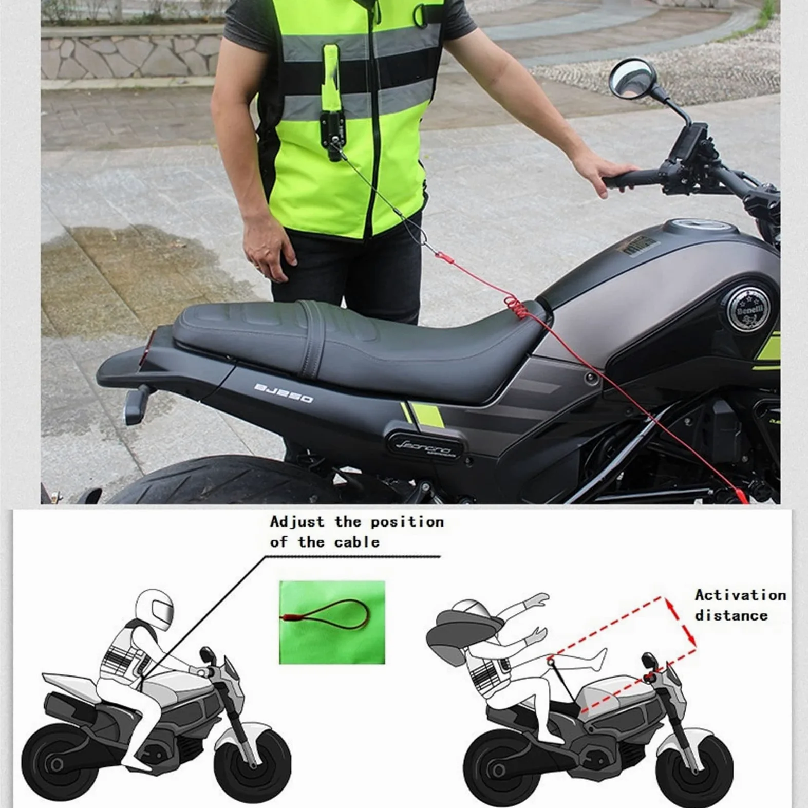 Alta Visibilidad, Chaleco De Airbag De La Motocicleta. Chaleco De Airbag Con Forro Trasero Desmontable Adecuado for Motocicletas Al Aire Libre, Bicicletas, Equitación, Etc.