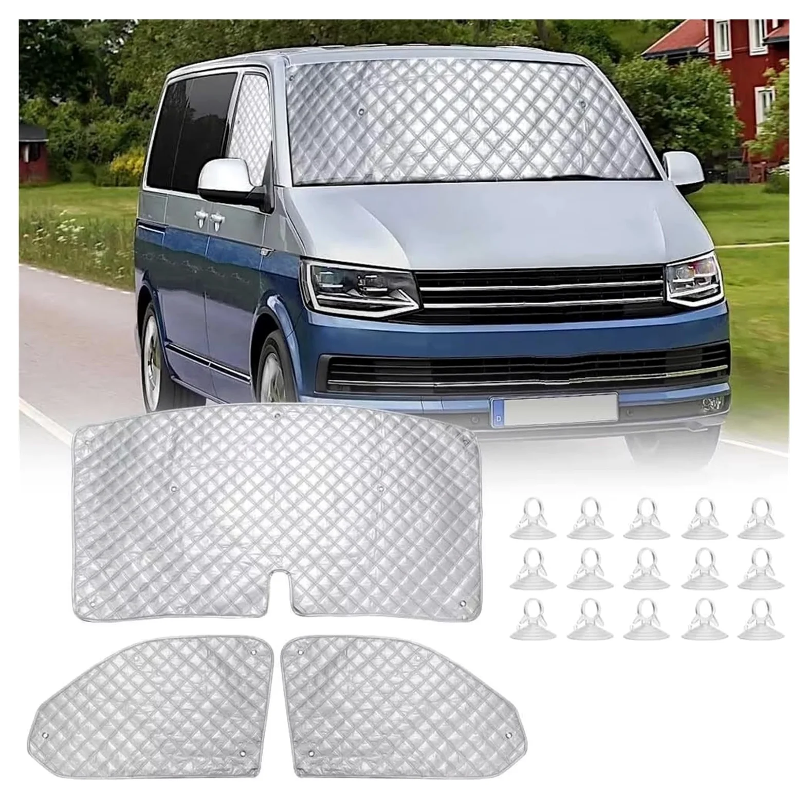 Parasol Coche Para VW T5 T6 Juego de 3 protectores de parabrisas y parasoles térmicos internos. Parasol para Parabrisas