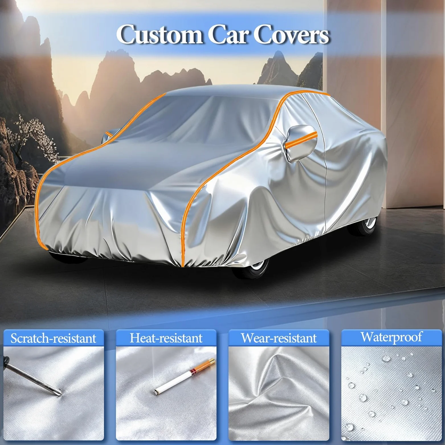 Fundas De Coche para Ford Transit Custom Nugget/Kombi L1 Van 2023-2025, Anti-UV, Resistente Al Polvo Lluvia Nieve protección para Todo Tipo de Clima