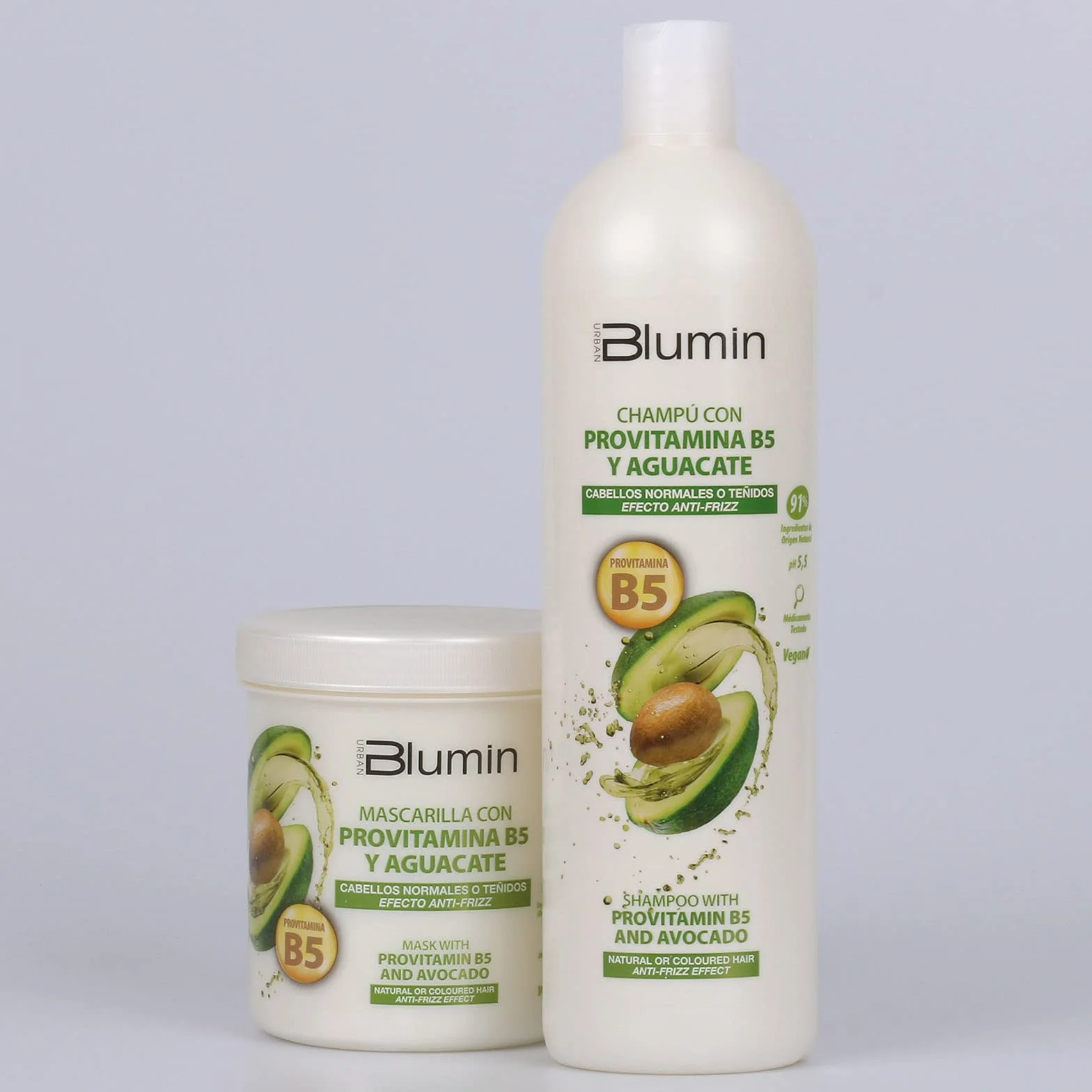 Blumin Mascarilla Anti-Frizz con Aguacate y Provitamina B5 700 ml para Cabellos Normales o Teñidos
