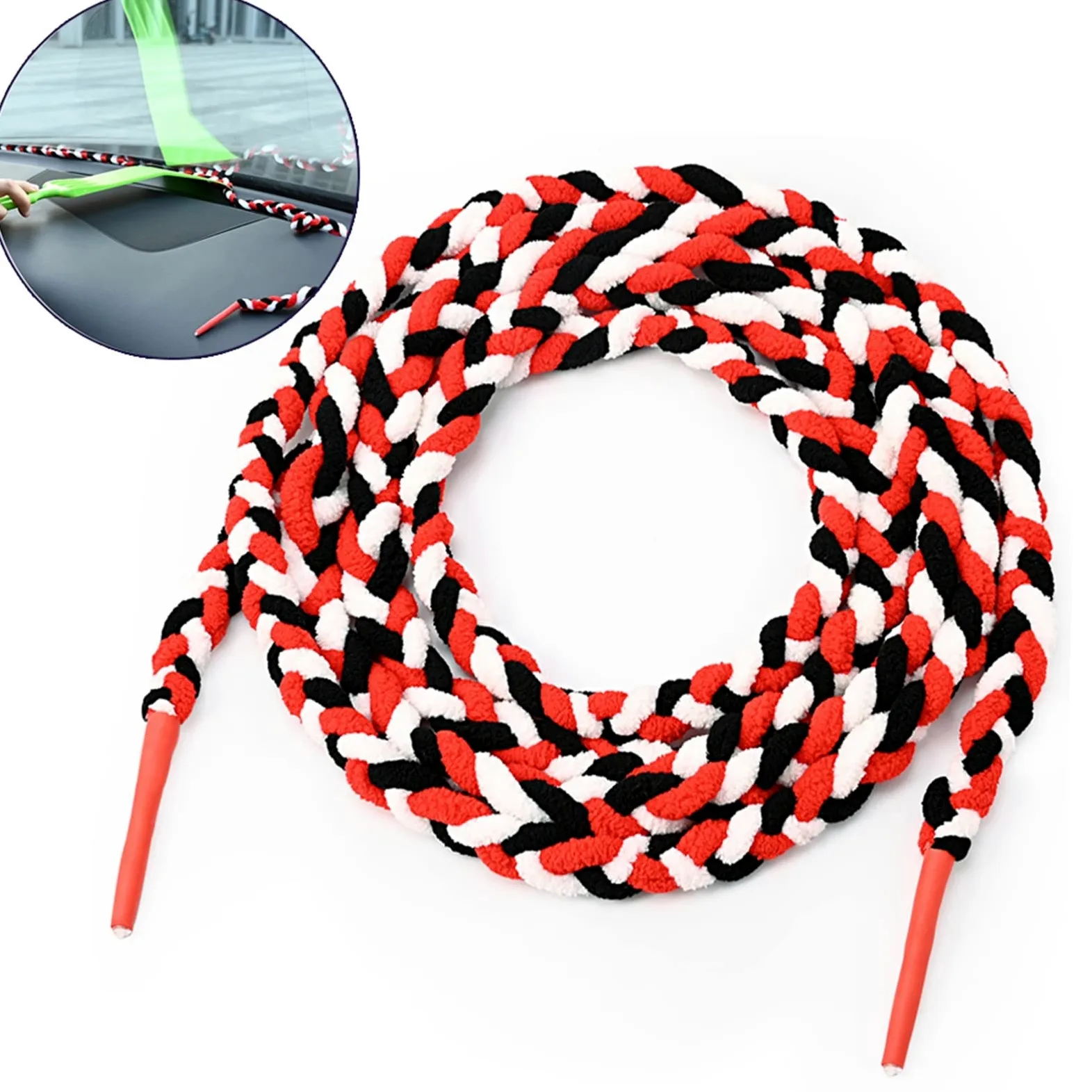TRUSTTWO Accesorios de Lavado de Autos 300 cm Agua Absorbente Microfibra Cuerda de Parabrisas Tela Secado Tela Fuerte Paño de Absorbencia de Agua The Grey