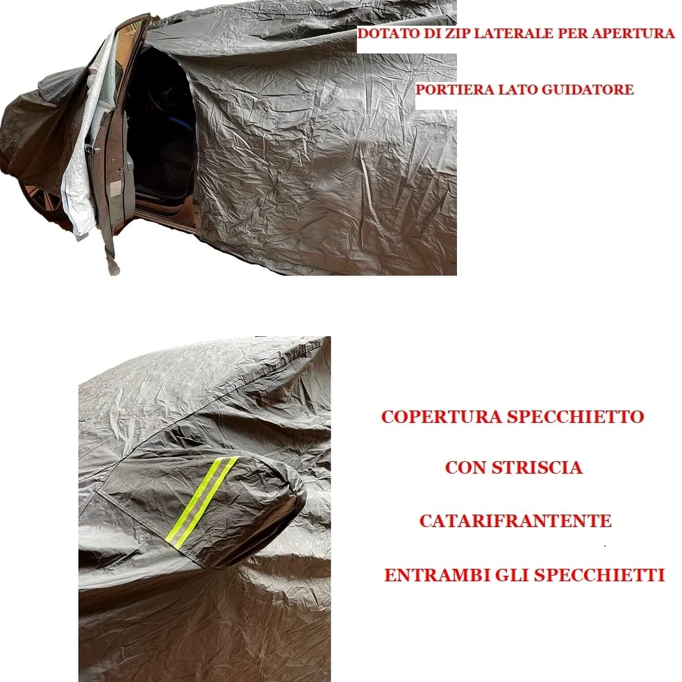 Funda impermeable para coche, transpirable, antipolvo, afelpada, para sol, lluvia, funda para coche compatible con Infiniti Q70 Hybrid Premium Executive Cover con cremallera lateral talla XXL