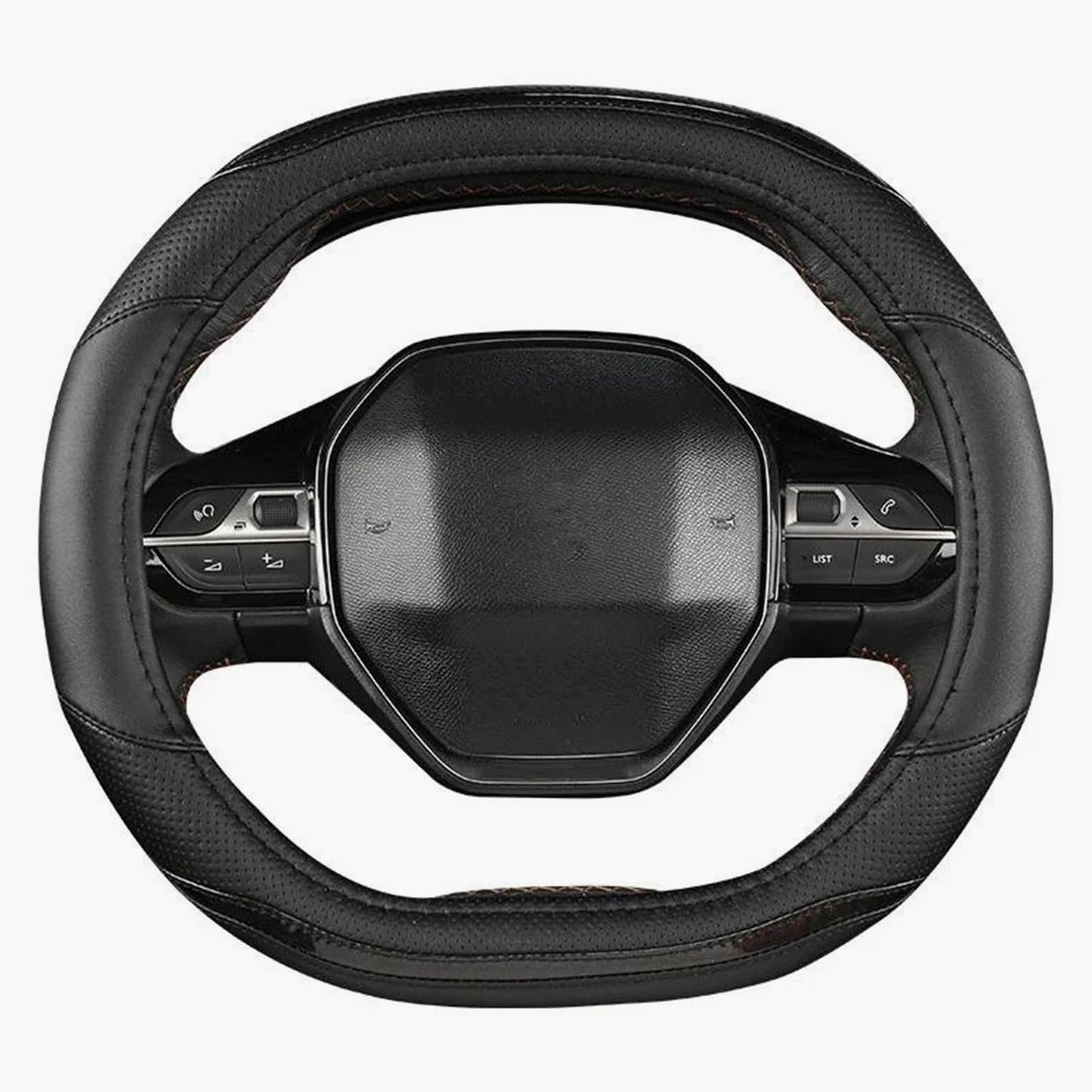 Funda para Volante Coche para Peugeot 3008 4008 5008 De Fibra Carbono Cuero Sintético Accesorios Repuesto(Type E)