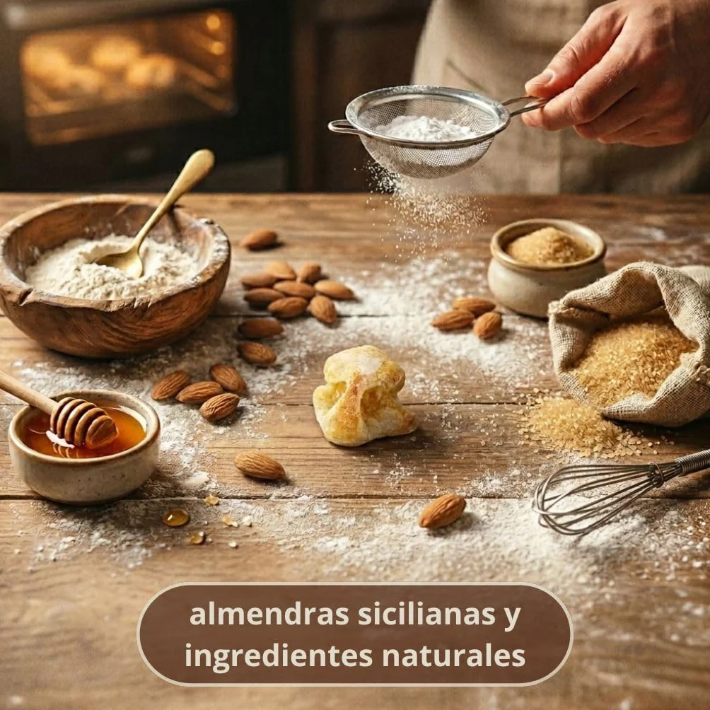 Pastelitos artesanales sicilianos de almendra Caja regalo Repostería tradicional