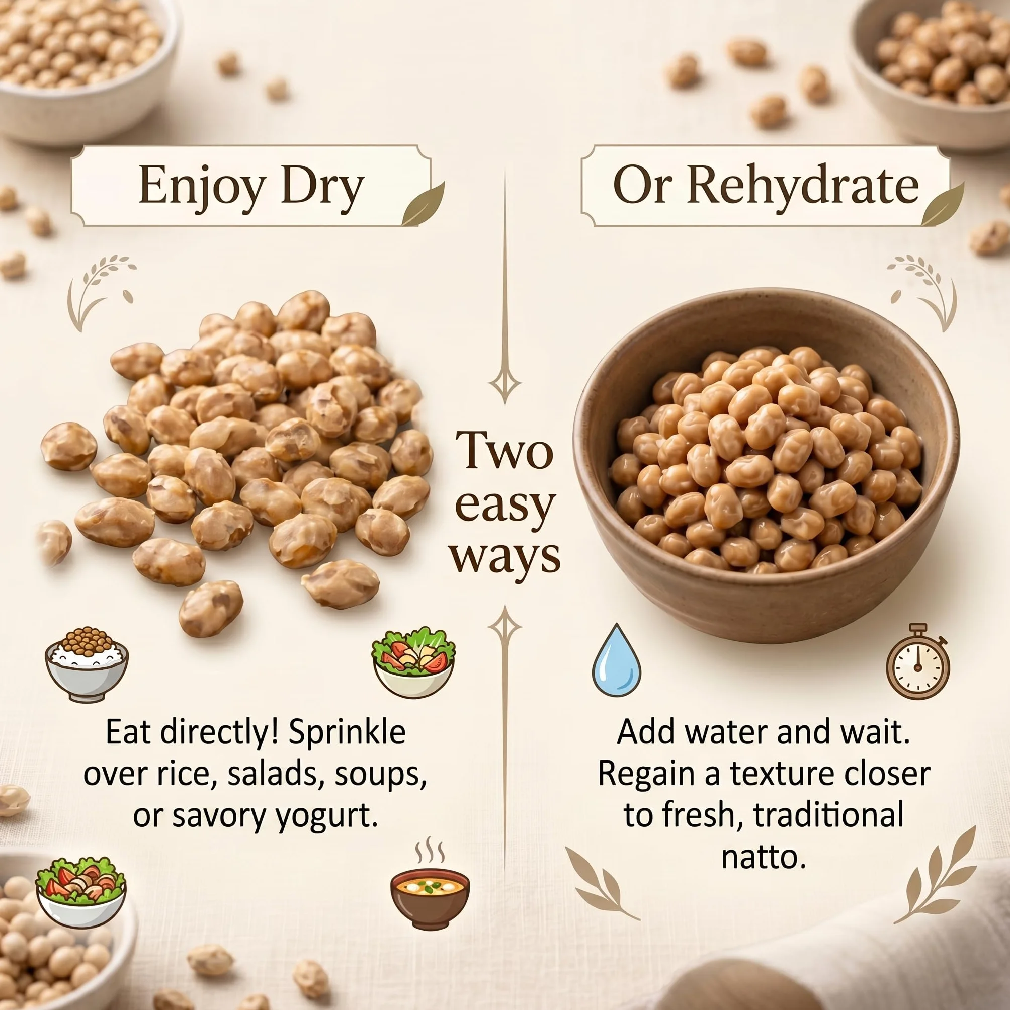Natto seco 150 g soja fermentada