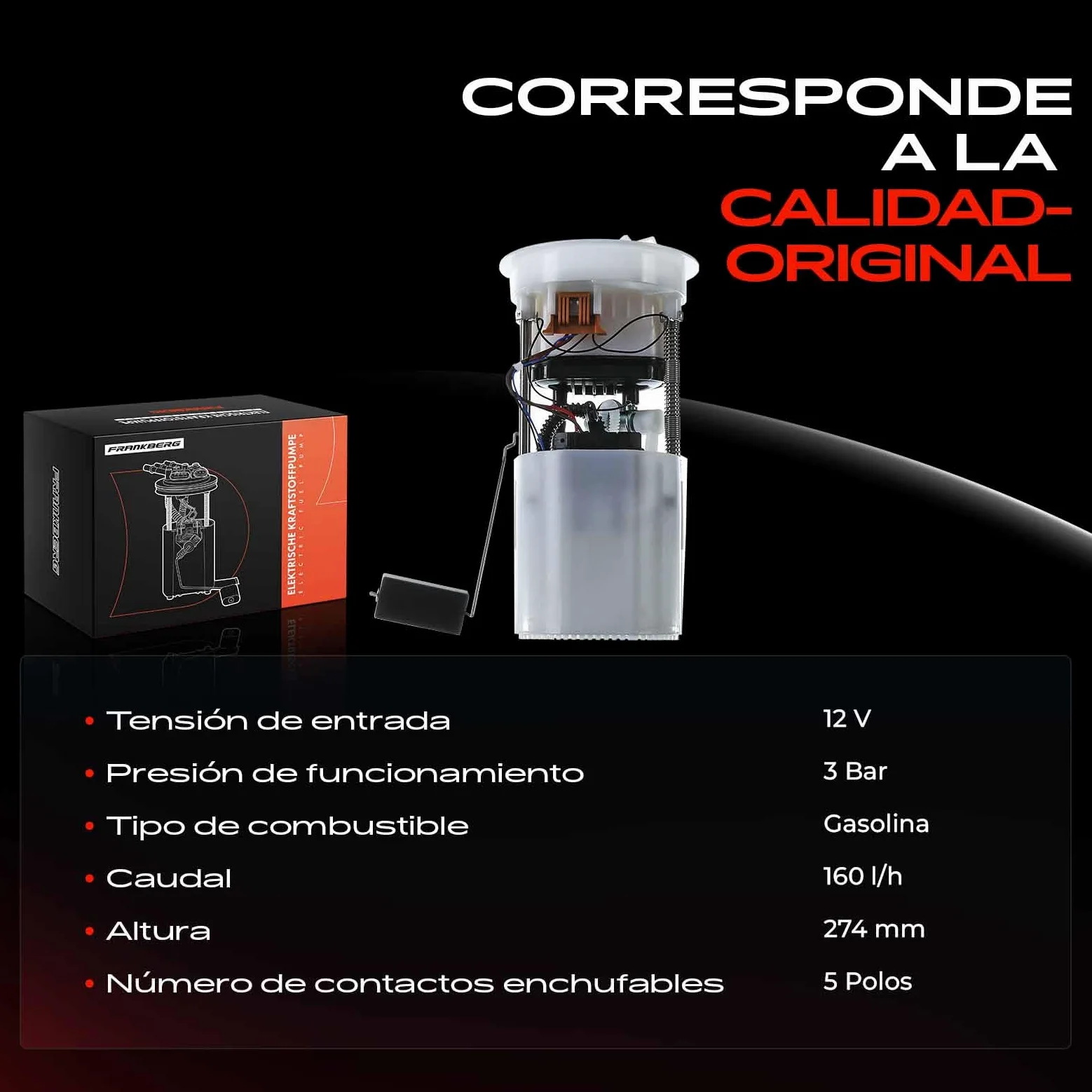 Frankberg Bomba de combustible bomba de gasolina conjunto de módulos de | sin sensor de presión, 5 pines, 1506989; Compatible con: Galaxy WA6, Mondeo IV Turnier BA7, Mondeo IV BA7, S-Max WA6