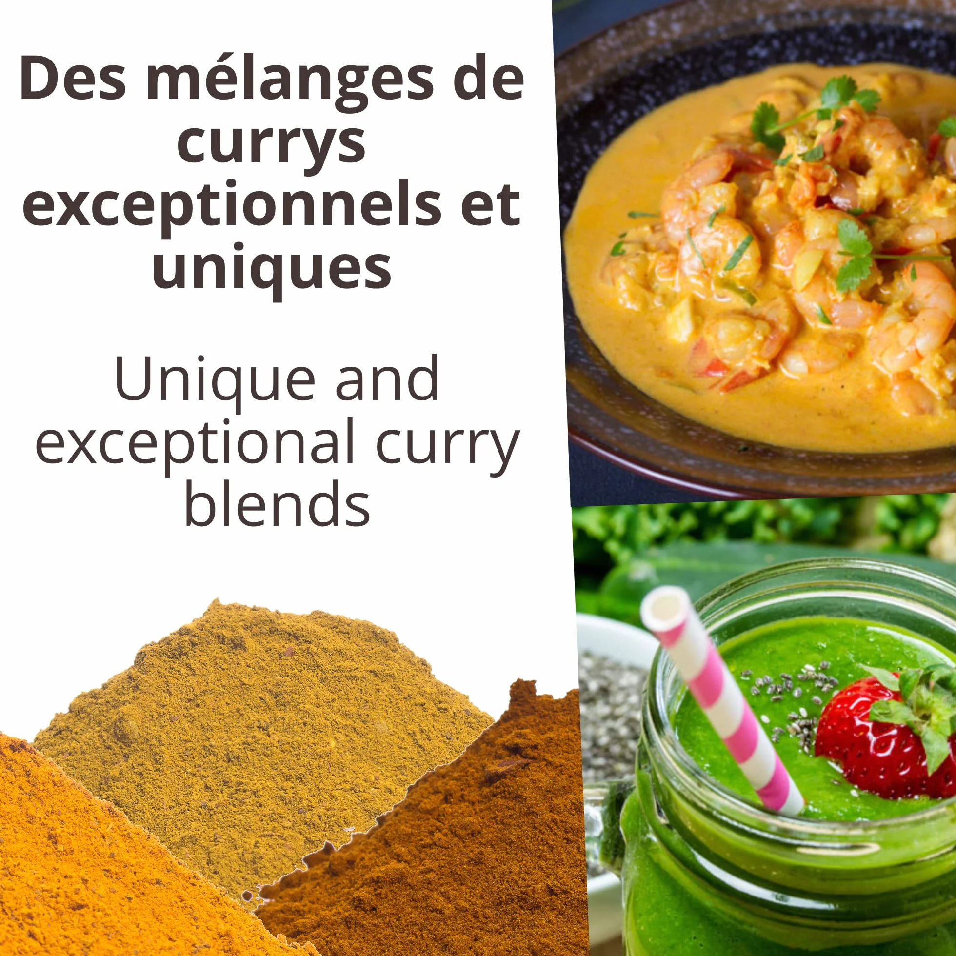 Trio de curry ecológico: curry verde, amarillo y negro - Cajas 3 x 100g