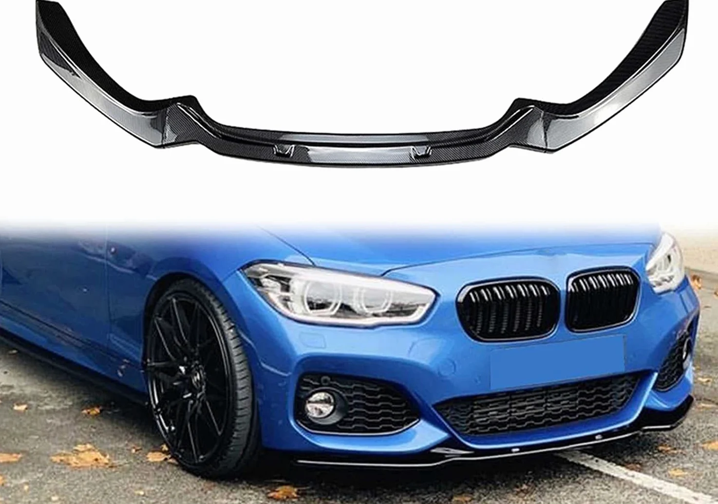 Coche AleróN Delantero Para B-MW 1 Series F20 F21 M-Pack 118i 120i 2015-2019, Labio Parachoque Spoiler Lip Trim Splitter Difusor Kit Cuerpo ProteccióN Accesorios
