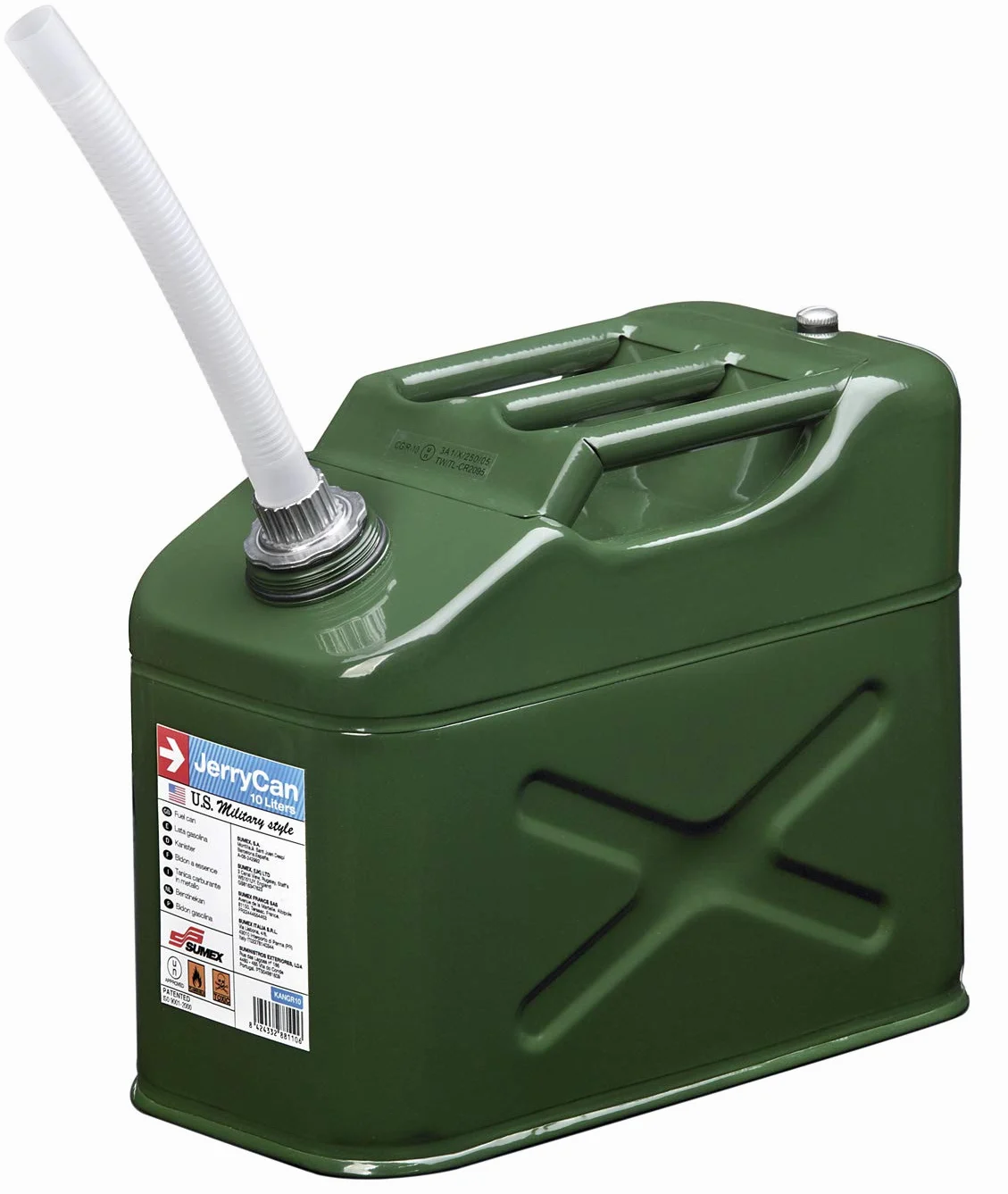 S SUMEX Bidon Jerry Can En Acero Galvanizado, Verde Bidón Estilo Militar 10 litros