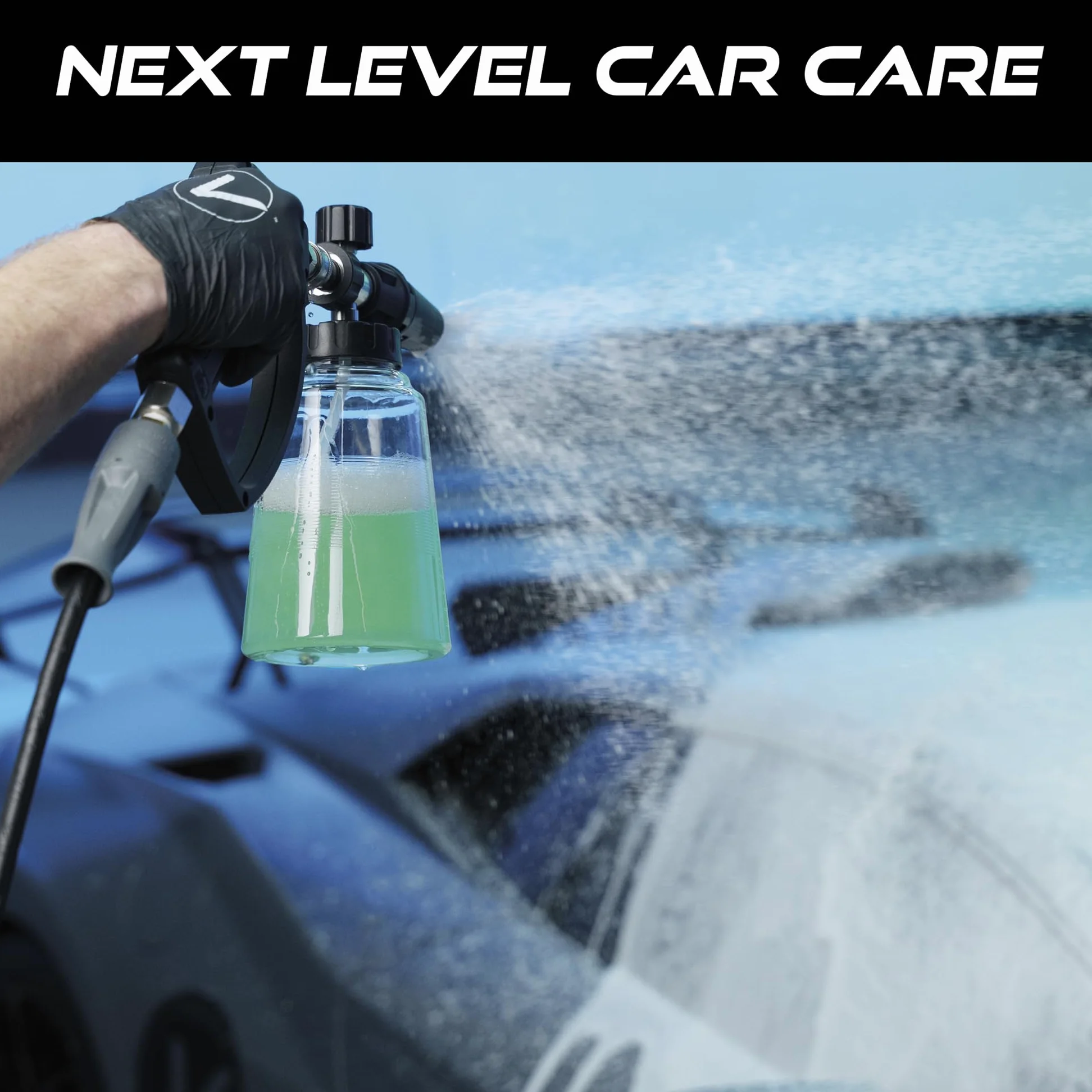 VIKING Cañón de espuma profesional para coche, boquilla de pulverización ajustable, bote de jabón de 1.1 litros, enchufe de conexión rápida de 1/4 pulgadas para lavadora a presión y kit de detalles de