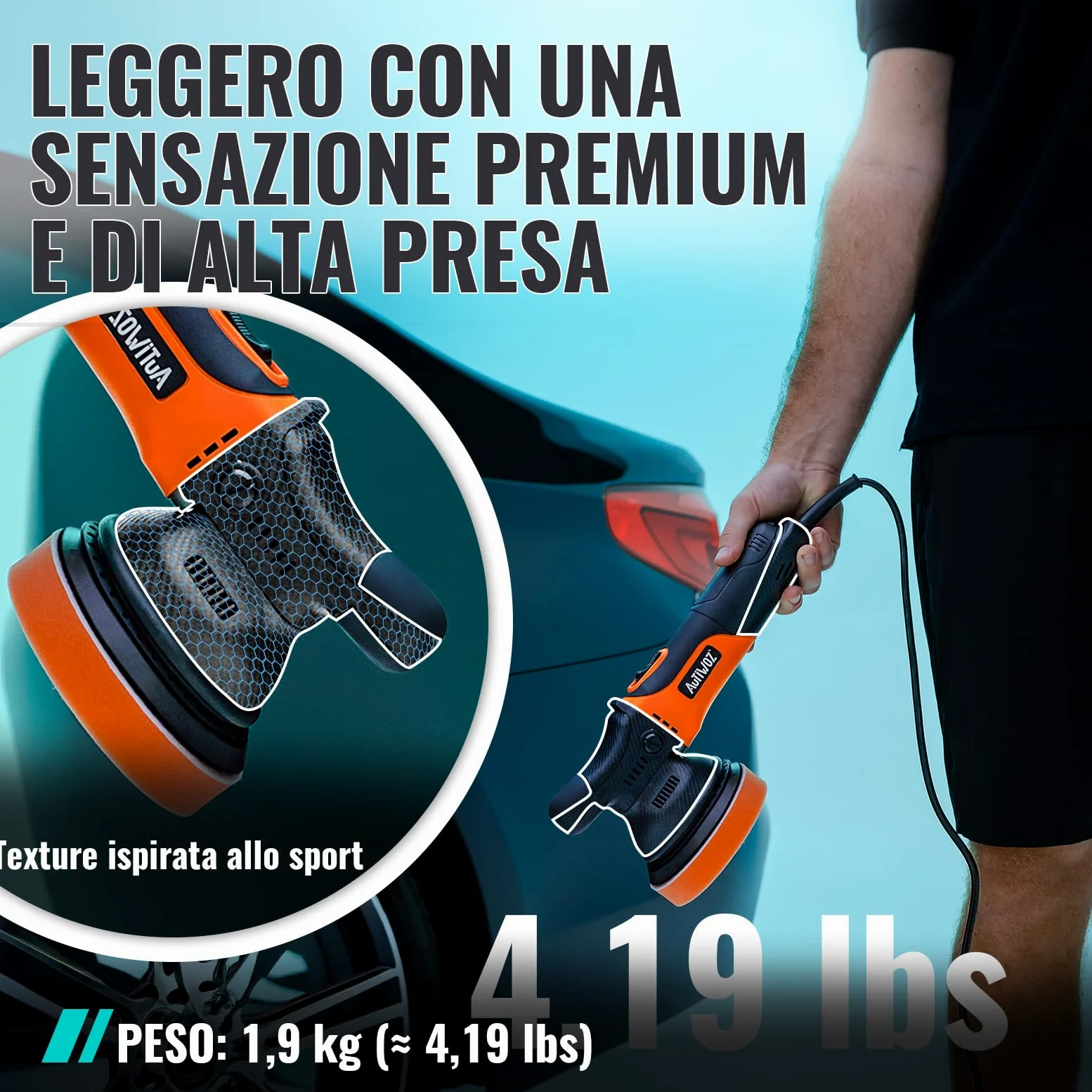 AUTIWOZ 630W Pulidora Orbital 125mm 9mm 6 Velocidades Variables 2000-6200 rpm para Detallado Automotriz