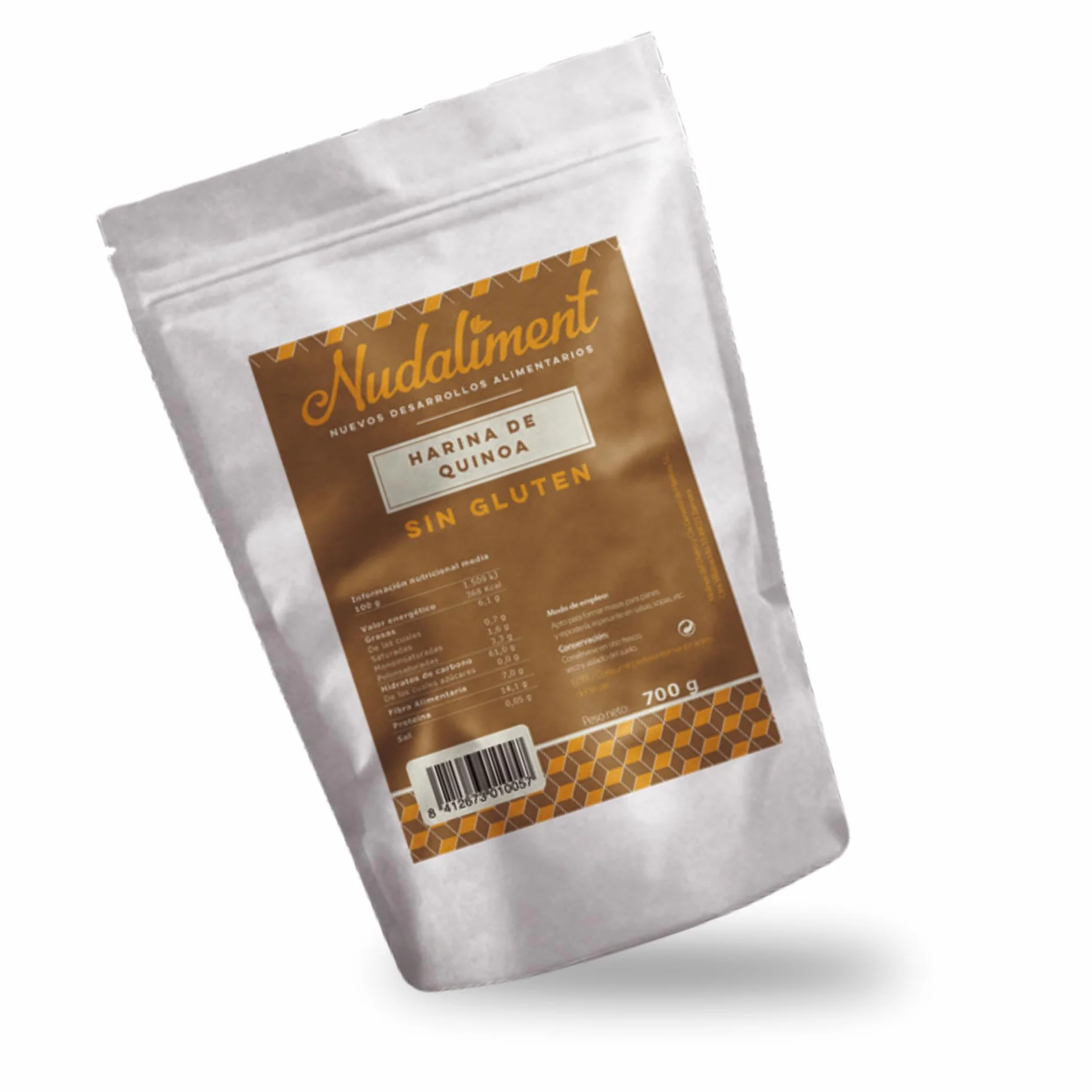 Harina De Quinoa Sin Gluten 700 Gr Natural Para Panificación Apta Para Celíacos
