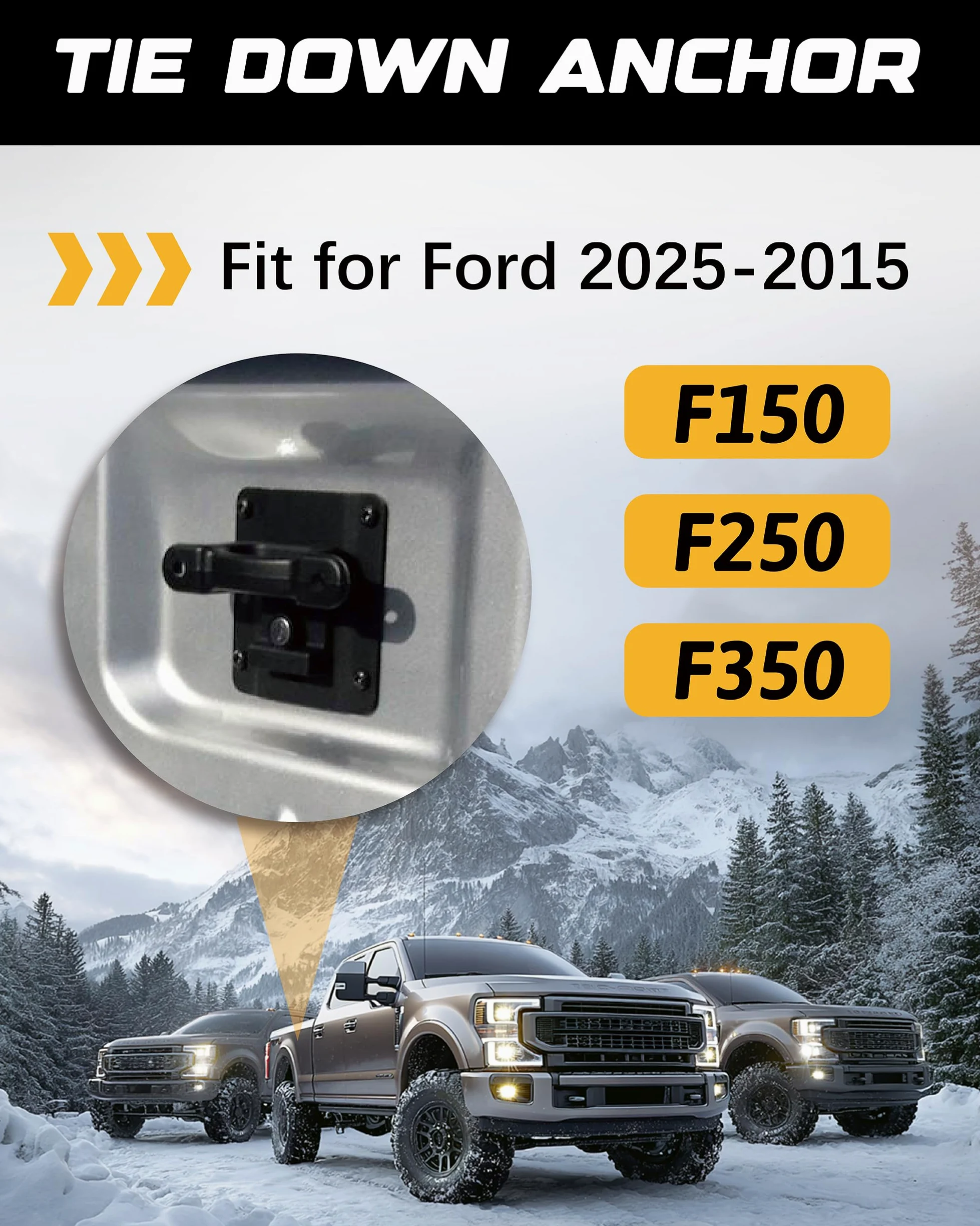 RETRUE Anclajes de amarre para caja de camioneta adecuados para F150 F250 F350 2015-2025, accesorios de amarre y anclajes de camión de repuesto #FL3Z-99000A64-B/FL3Z-9928408-AB, 4 piezas