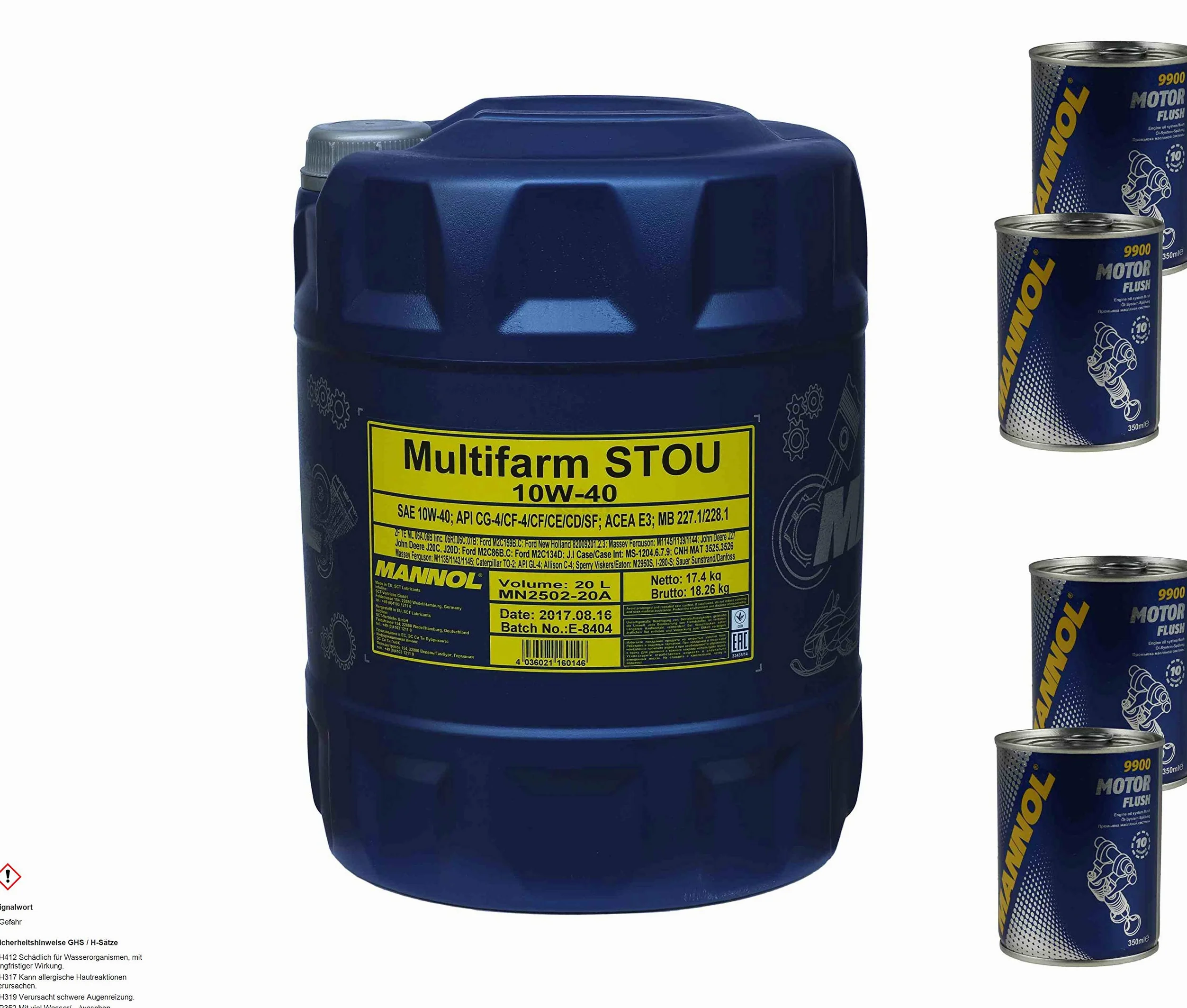 Mannol Multifarm STOU 10W-40 - Aceite de motor para maquinaria agrícola (20 L, 4 unidades)