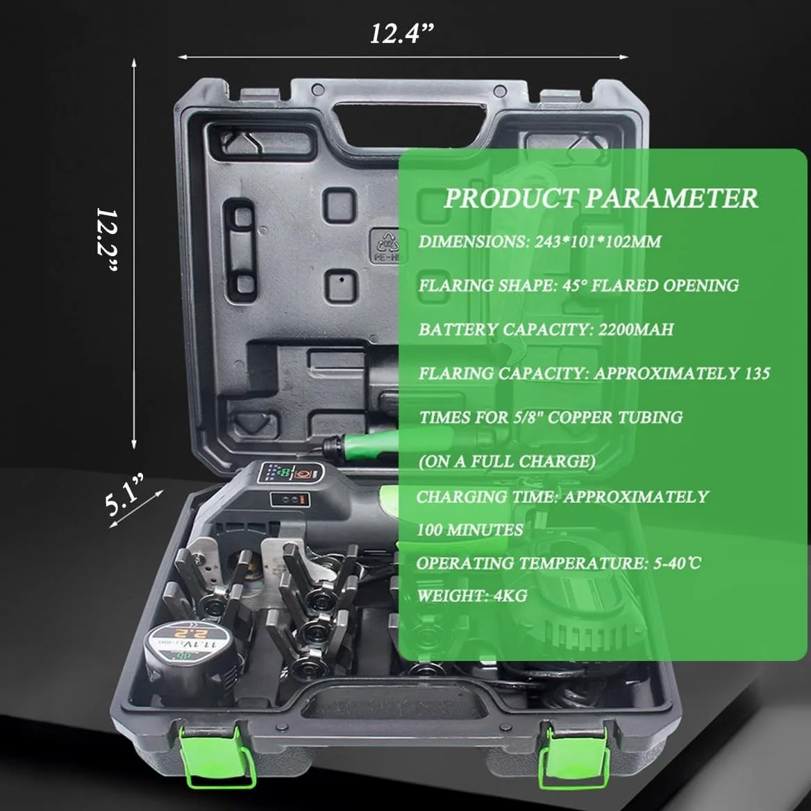 Juego de Herramientas de abocardado eléctrico Profesional con 8 Accesorios, Herramienta de abocardado de Tubos de Cobre, for Tubos de Freno y Aire Acondicionado