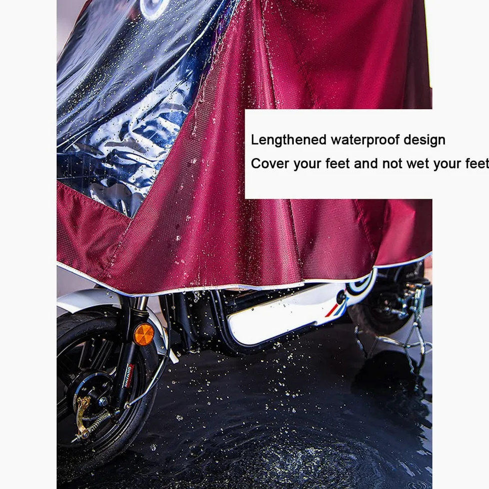 Chubasquero eléctrico para scooter, engrosamiento para hombres y mujeres, poncho de lluvia individual/doble, chubasquero para motocicleta para montar al aire libre (rojo 4XL sin cubierta de espejo)