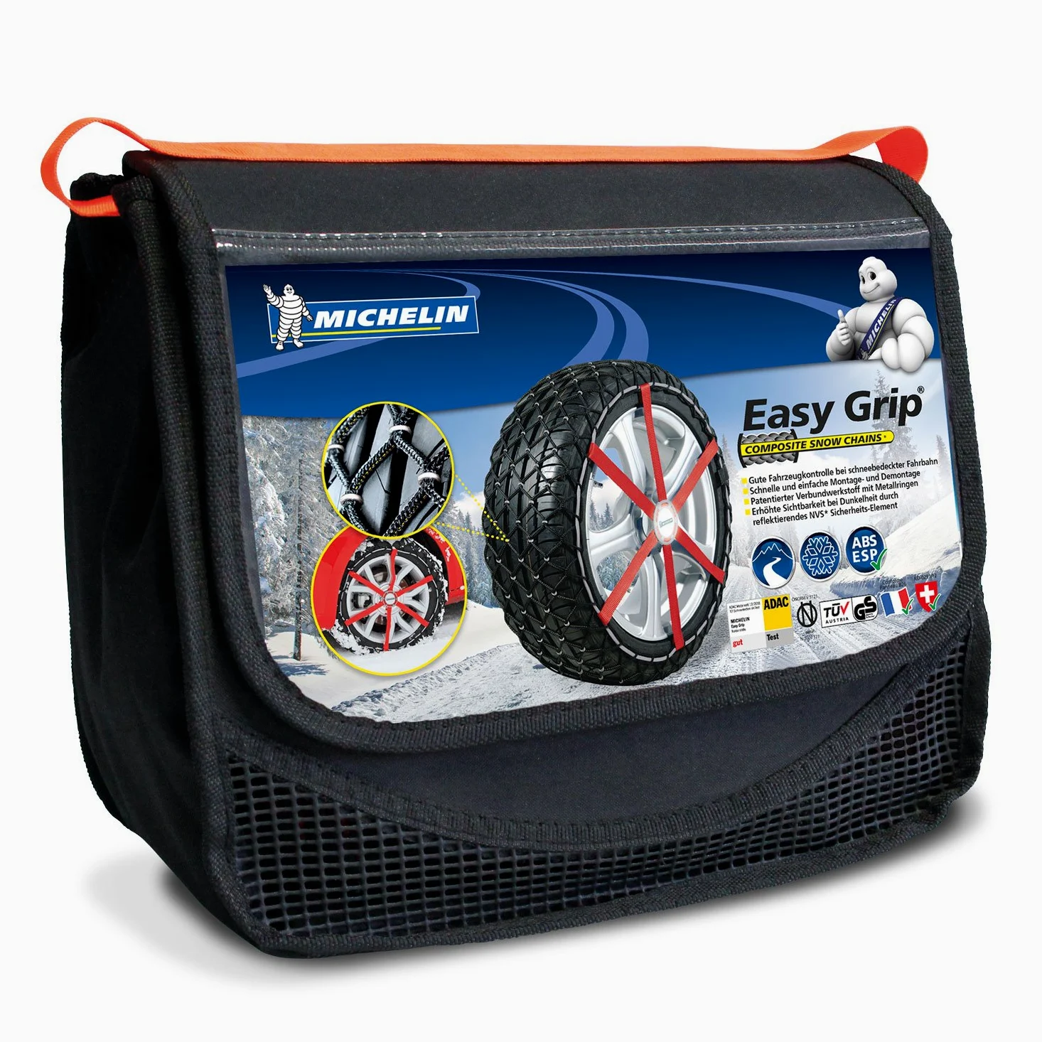 Michelin 92340 Cadenas de nieve de tela para coche (compatible con ABS y ESP, certificado TÜV/GS y ÖNORM), Easy Grip K15, 2 piezas