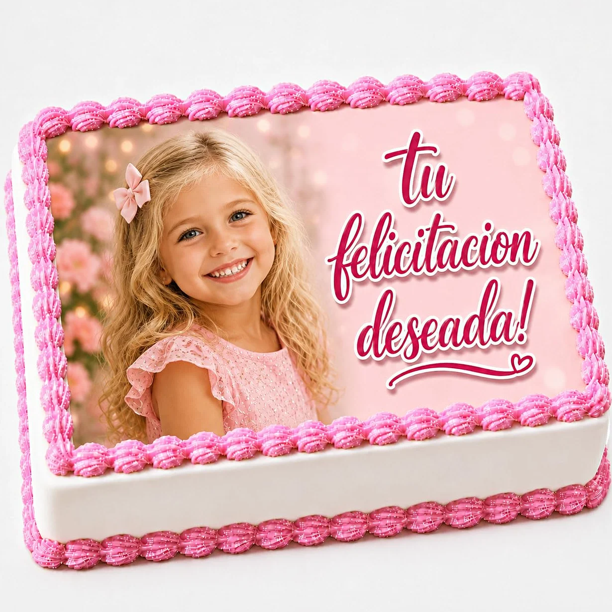 Imagen Comestible Personalizable para Tartas de Cumpleaños - Añade Foto, Nombre y Texto - Varios Tamaños Rectangular