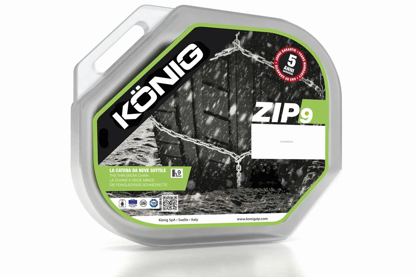 KÖNIG Cadenas de Nieve Zip 9 Gr. 102 para Neumáticos 215/65 R16 | Eslabones de 9 mm de alta resistencia. Seguridad invernal y control con ABS para neumáticos de medida 215/65 R16.