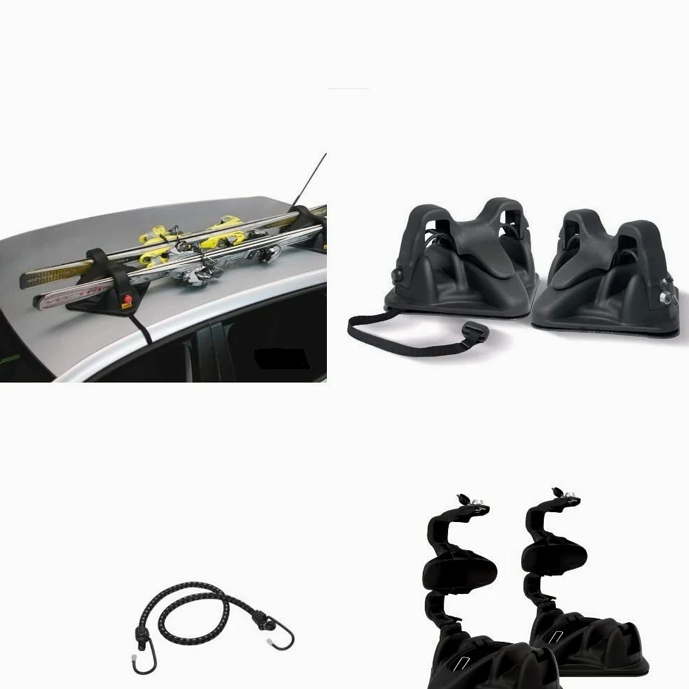 Compatible con Volkswagen Sharan Soporte Esquis Portaesquís Magnético Universal para Techo de Coche, no de Cristal, 2 Pares de Esquís Homologado, Imán Negro