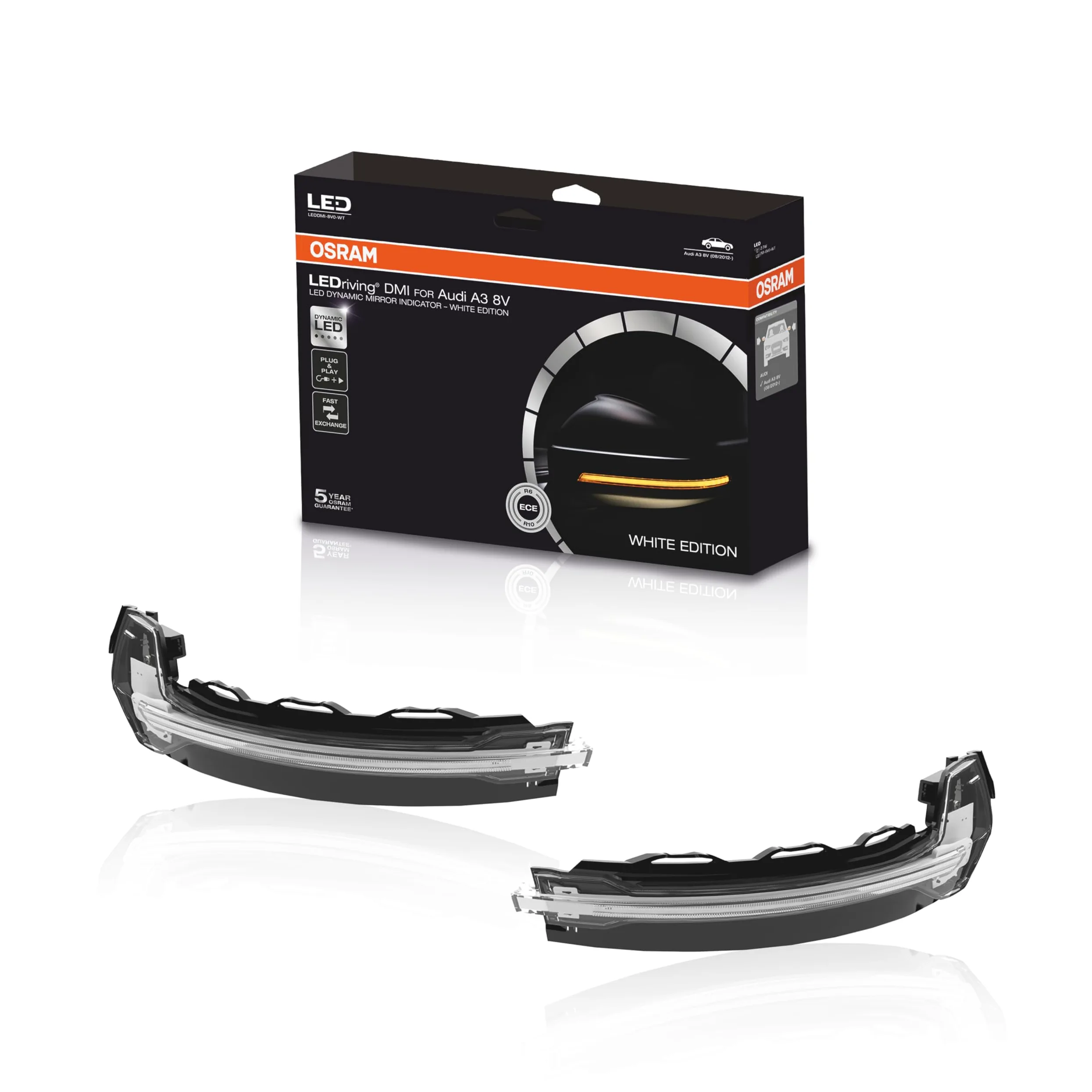 OSRAM LEDDMI 8V0 WT S LEDriving Intermitente dinámico LED para retrovisor - White Edition, Set de 2
