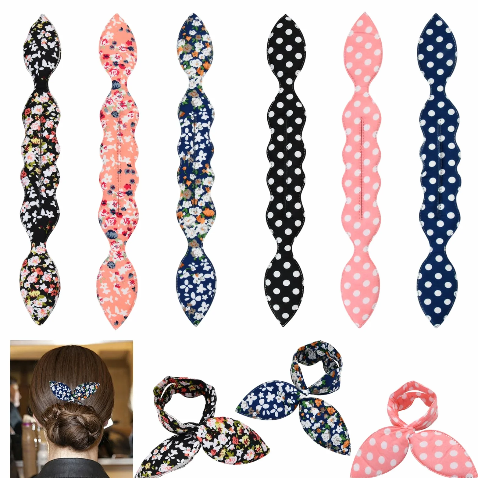 Donut Hair Bun Maker Spugna Schiuma Chignon per Ciambella 6 Pezzi Hair Styling Tools