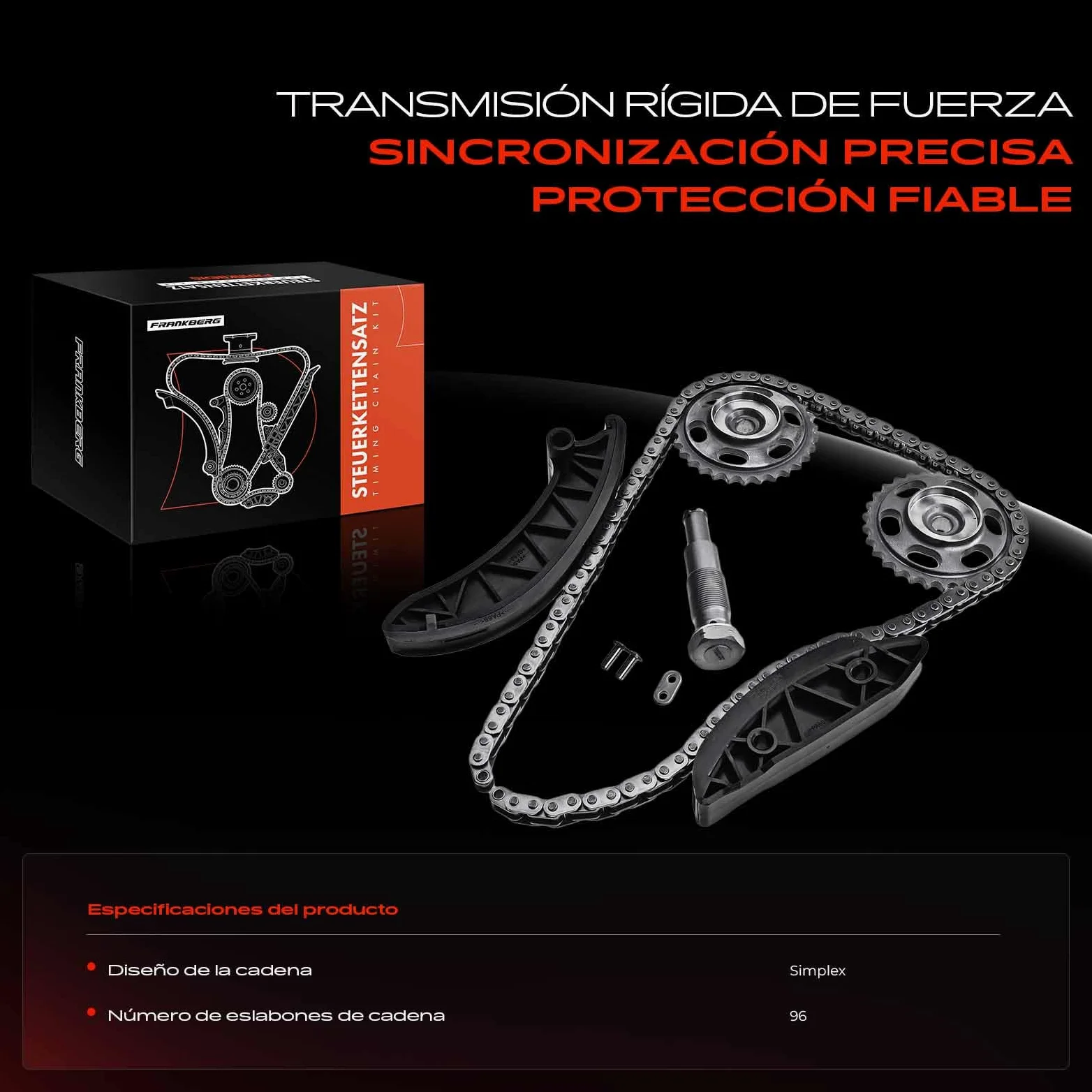 Frankberg Kit de cadena de distribución A6510520000 | Compatible con: Autobús Vito W639, Viano W639, Clase S V222 W222 X222, GLC X253, Sprinter 35-T Caja B906, Clase M W166