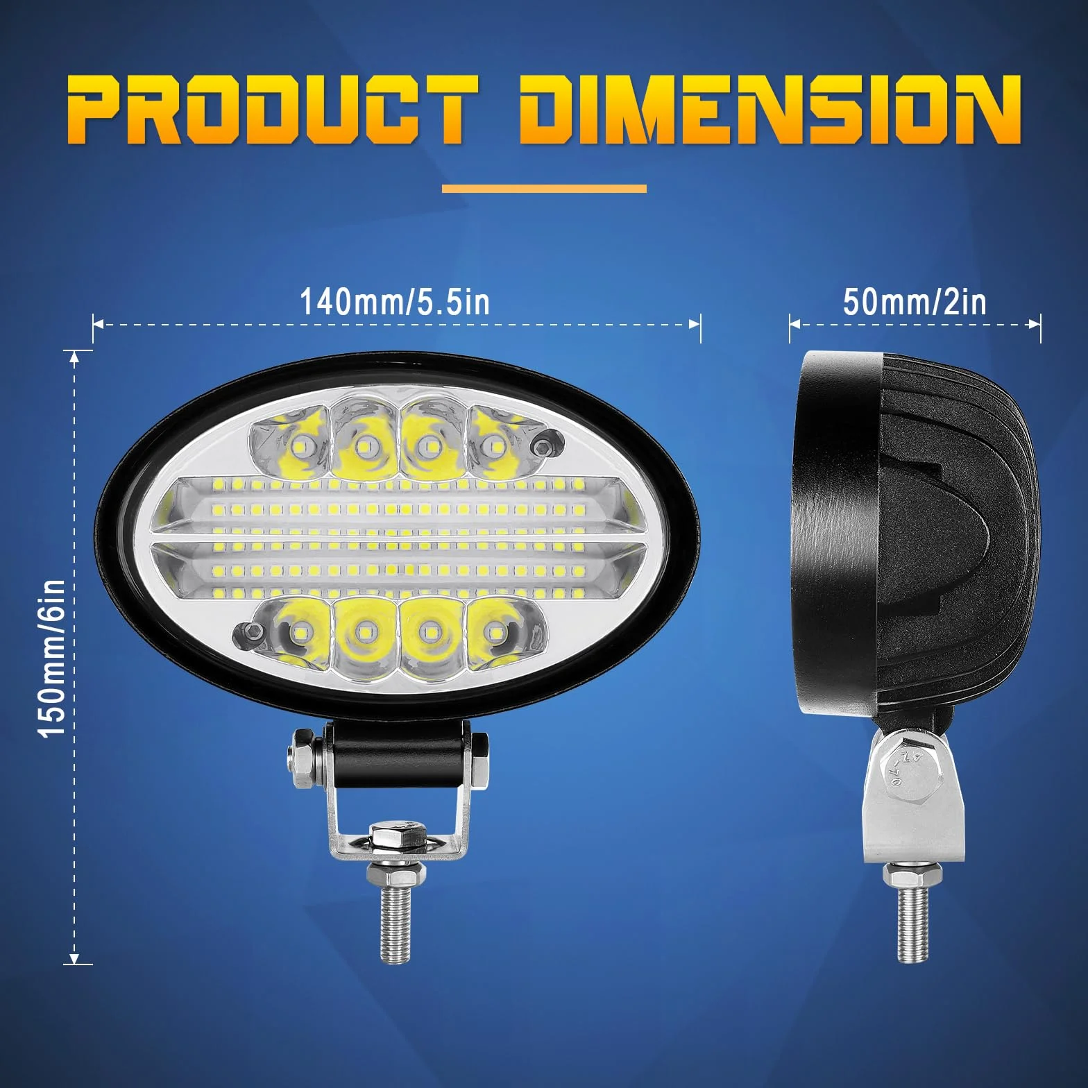 SKYWORLD 2 Pcs Ovalada Faros de Trabajo LED, 5.5 pulgadas 14cm 20W Inundacion spot lámpara trabajo led 12V 24V Focos Tractor Impermeable para Off road Camión Coche ATV SUV 4x4 faros antiniebla