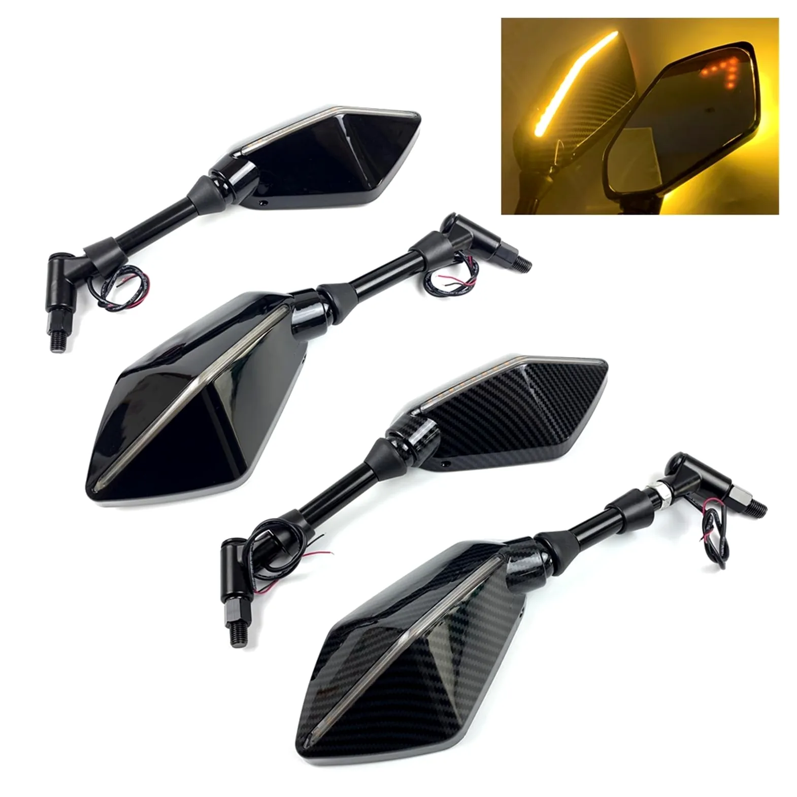 Espejo Retrovisor Lateral Motocicleta Espejo Retrovisor Para Motocicleta Scooter Motocross Espejos Retrovisores Electrombile Lateral Trasero 8/10mm Fibra Carbono 2 Unids/par | 10mm Black