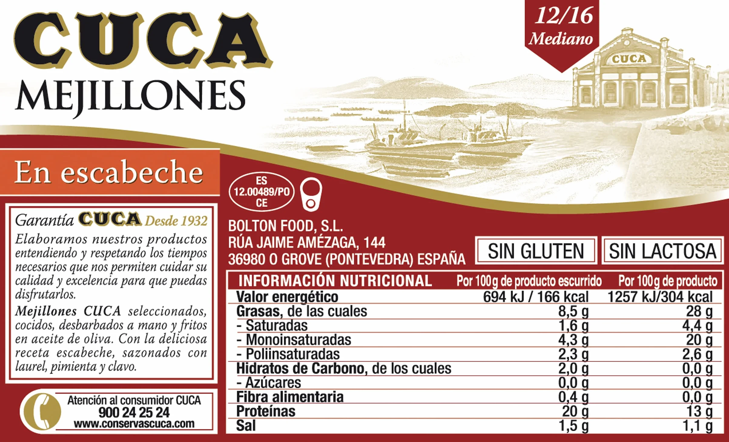 Cuca Mejillones en Escabeche 115g