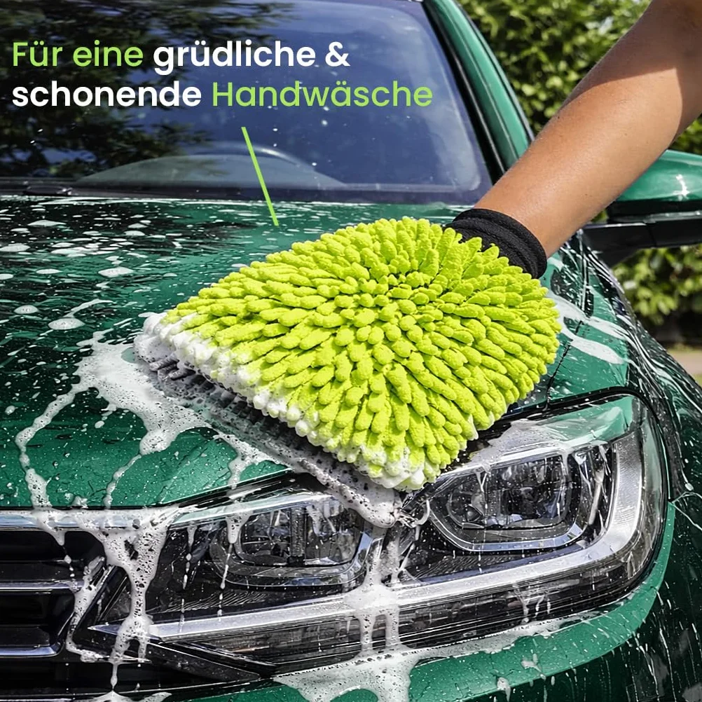 BiOHY Manopla de lavado de microfibra para coche (juego de 6) | Premium Chenille Auto Wash Guante para el cuidado del coche, pintura, llantas y discos | lavable a máquina | Sin pelusas, antiarañazos y