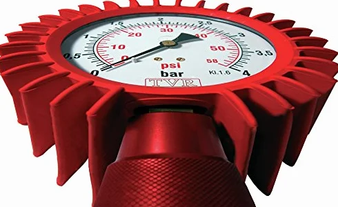 TVR - Manómetro fabricado en Italia que verifica la presión de los neumáticos de forma profesional - Diámetro de la esfera de 63 mm, de color rojo