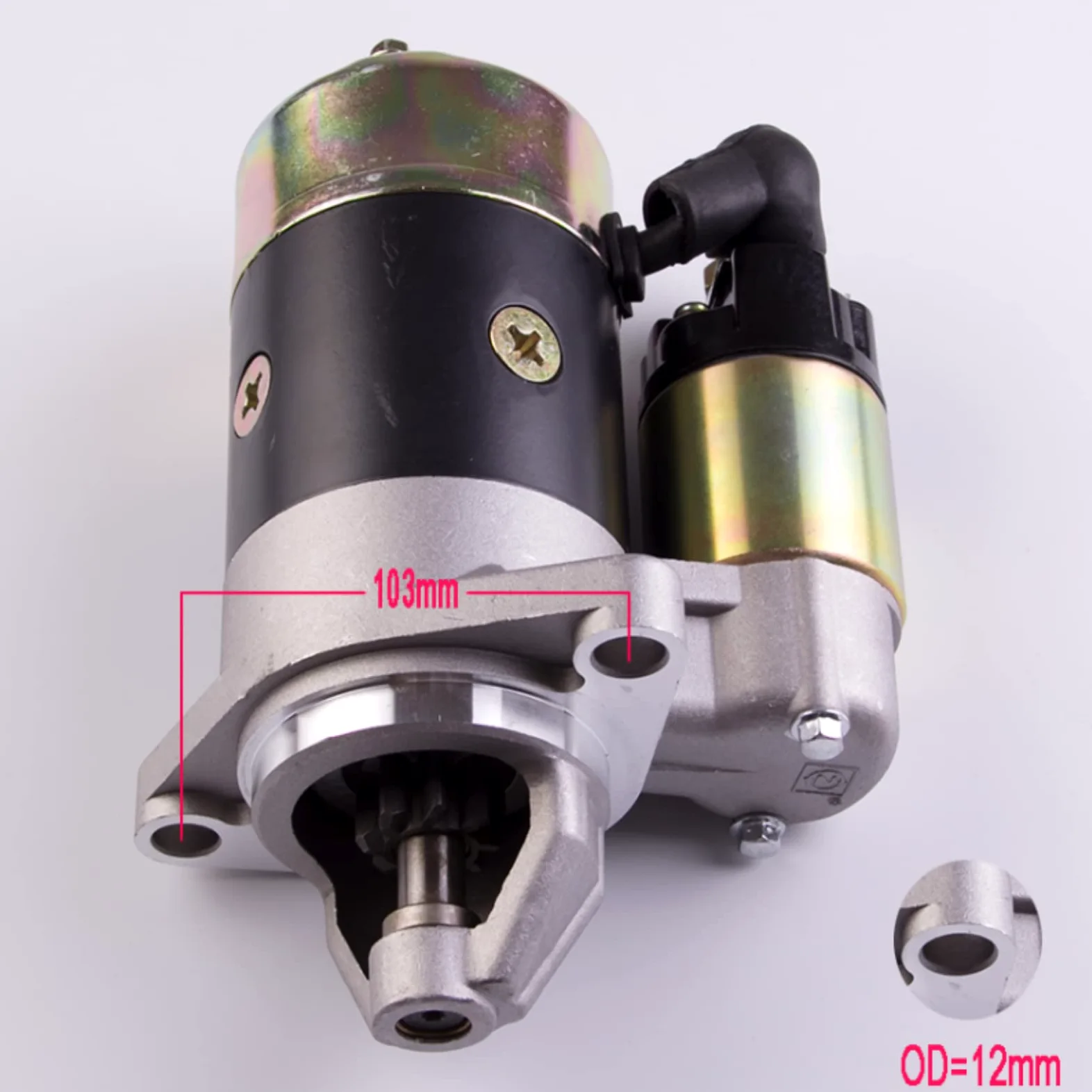 Fafeicy Motor de arranque QD114A 12V 0.8KW, 8 Dientes Motor de Arranque Eléctrico de Rotación Inversa, 26 mm Diámetro del engranaje, Para Bomba de Agua, Motor y Motor de Gasolina